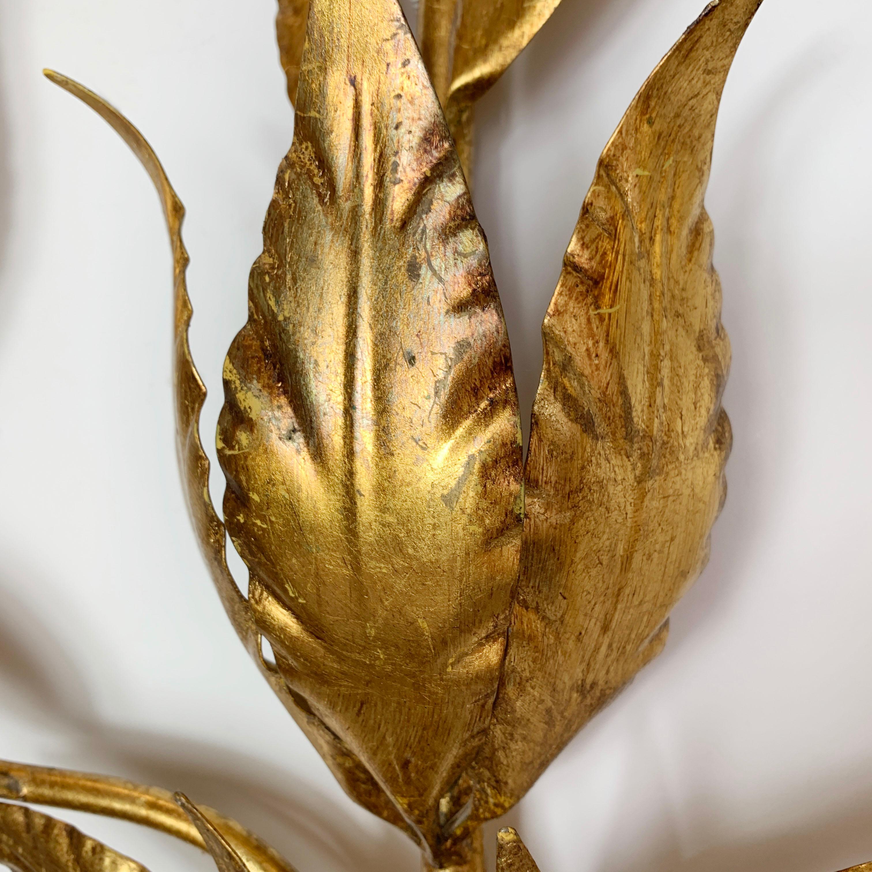 Hans Kogl Gold Leaf Wall Sconces, 1970s In Good Condition For Sale In Hastings, GB