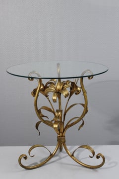 Hans Kögl Lilly post-modern side table in metal & glass, 1970s