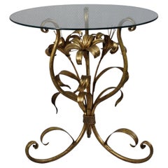 Hans Kögl Lilly post-modern side table in metal & glass, 1970s