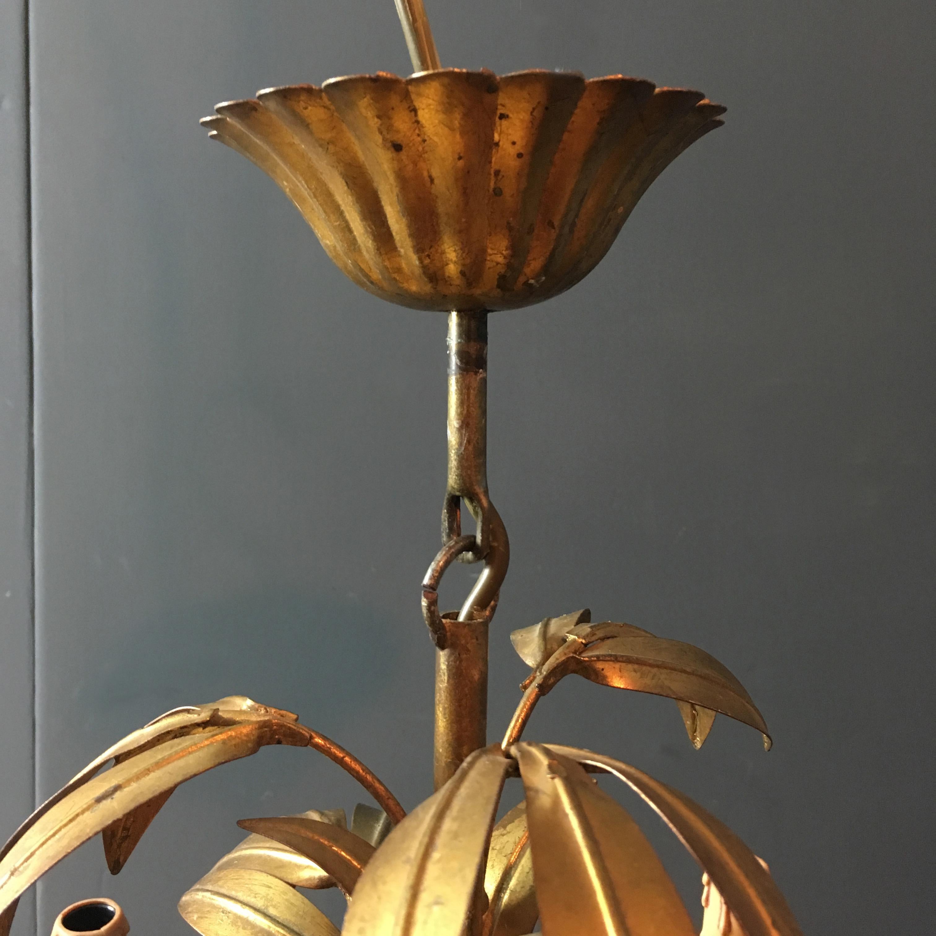 Hans Kögl Palm Leaf Chandelier, 1970s 1