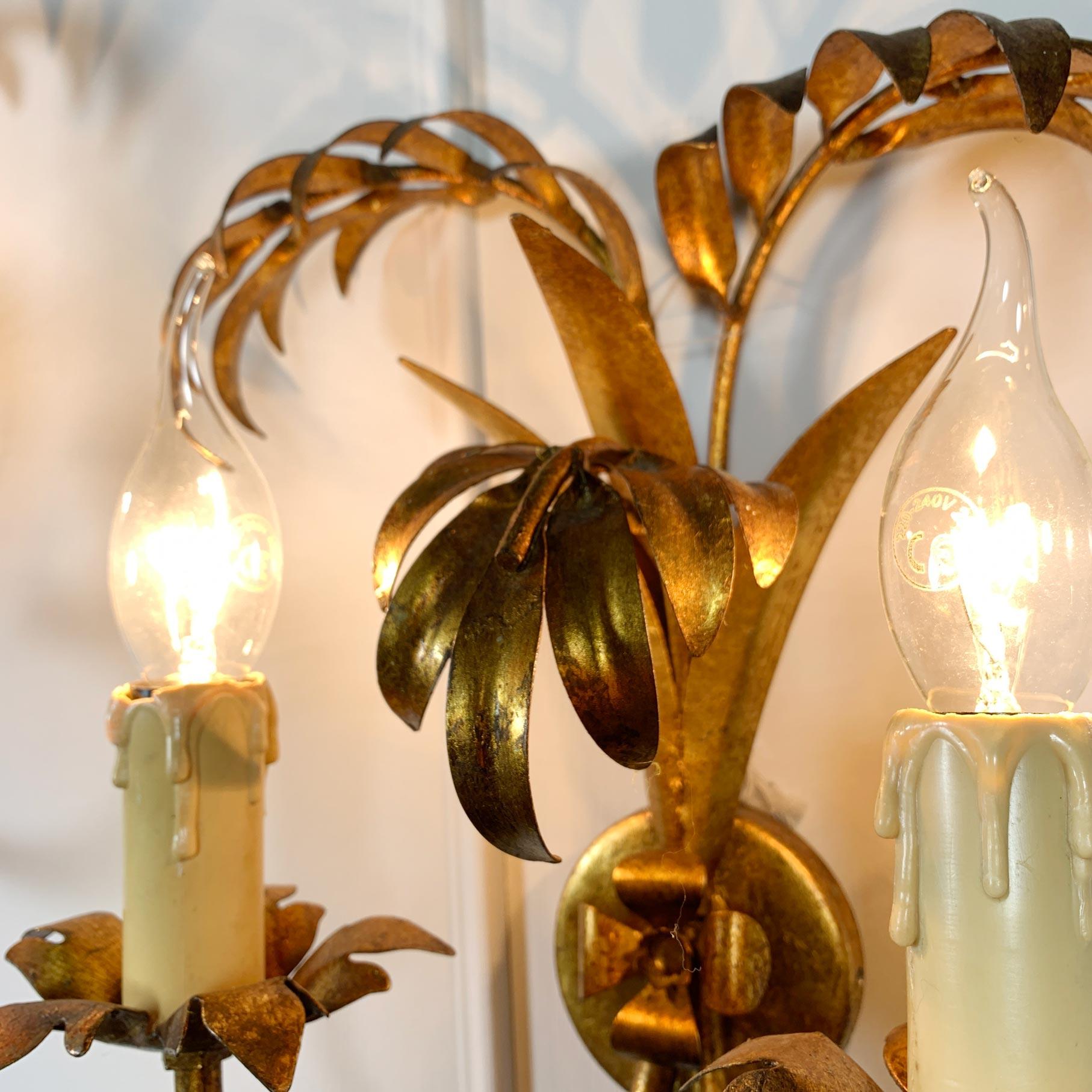 Hans Kogl Palm Leaf Wall Lights 1970’s In Good Condition In Hastings, GB