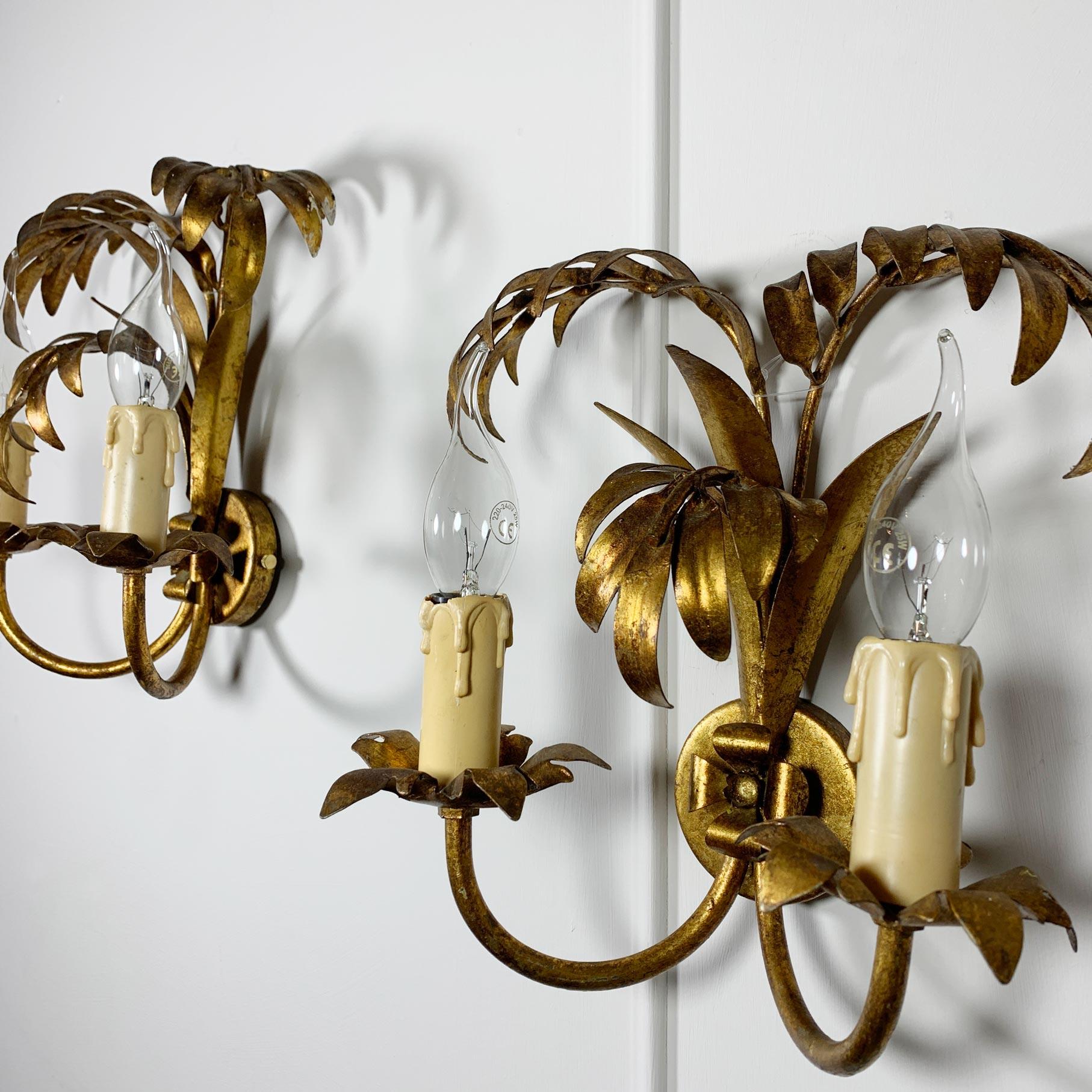 Late 20th Century Hans Kogl Palm Leaf Wall Lights 1970’s