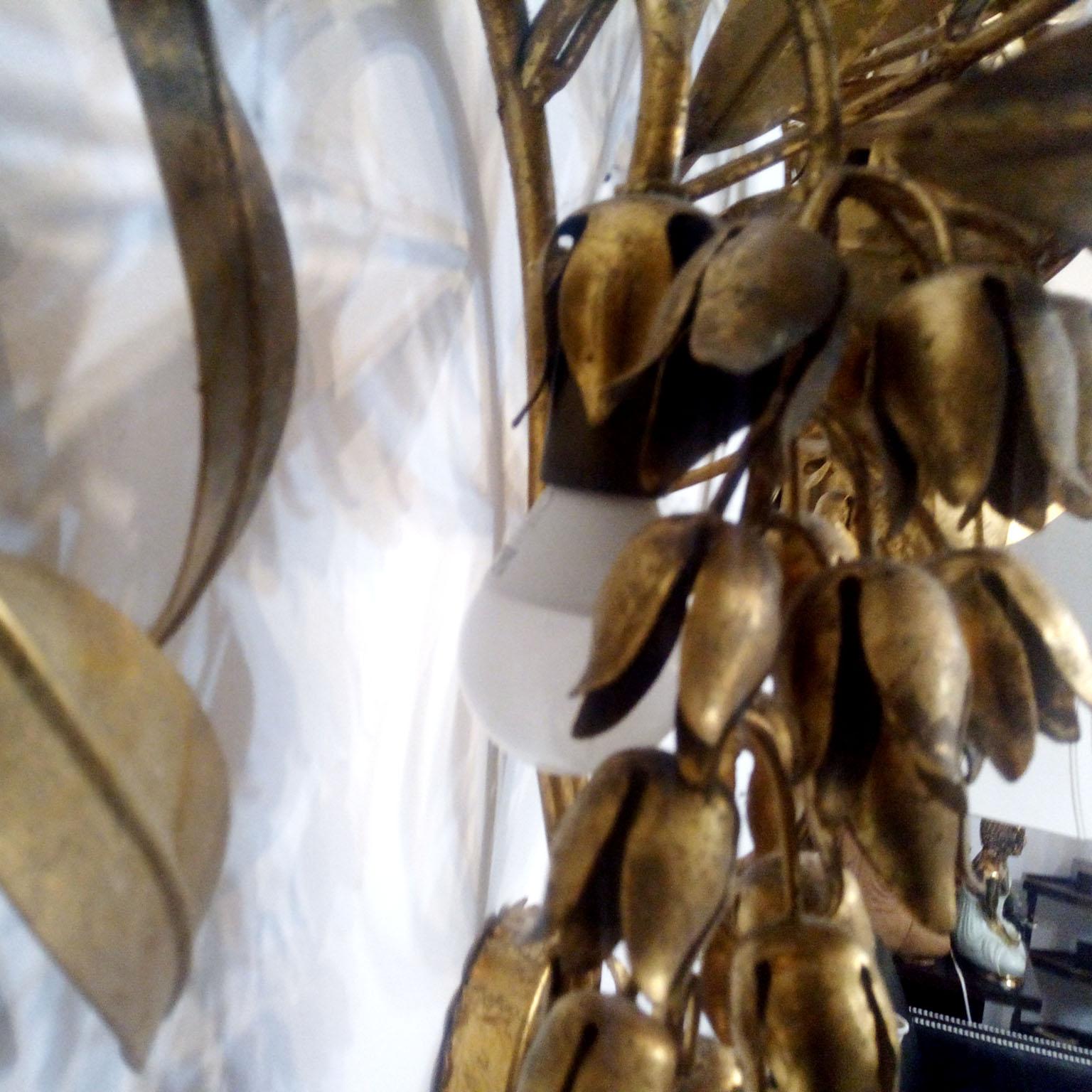 Doré Applique palmier en métal doré Hans Kögl, Allemagne, Maison Jansen, Pioggia D'oro en vente