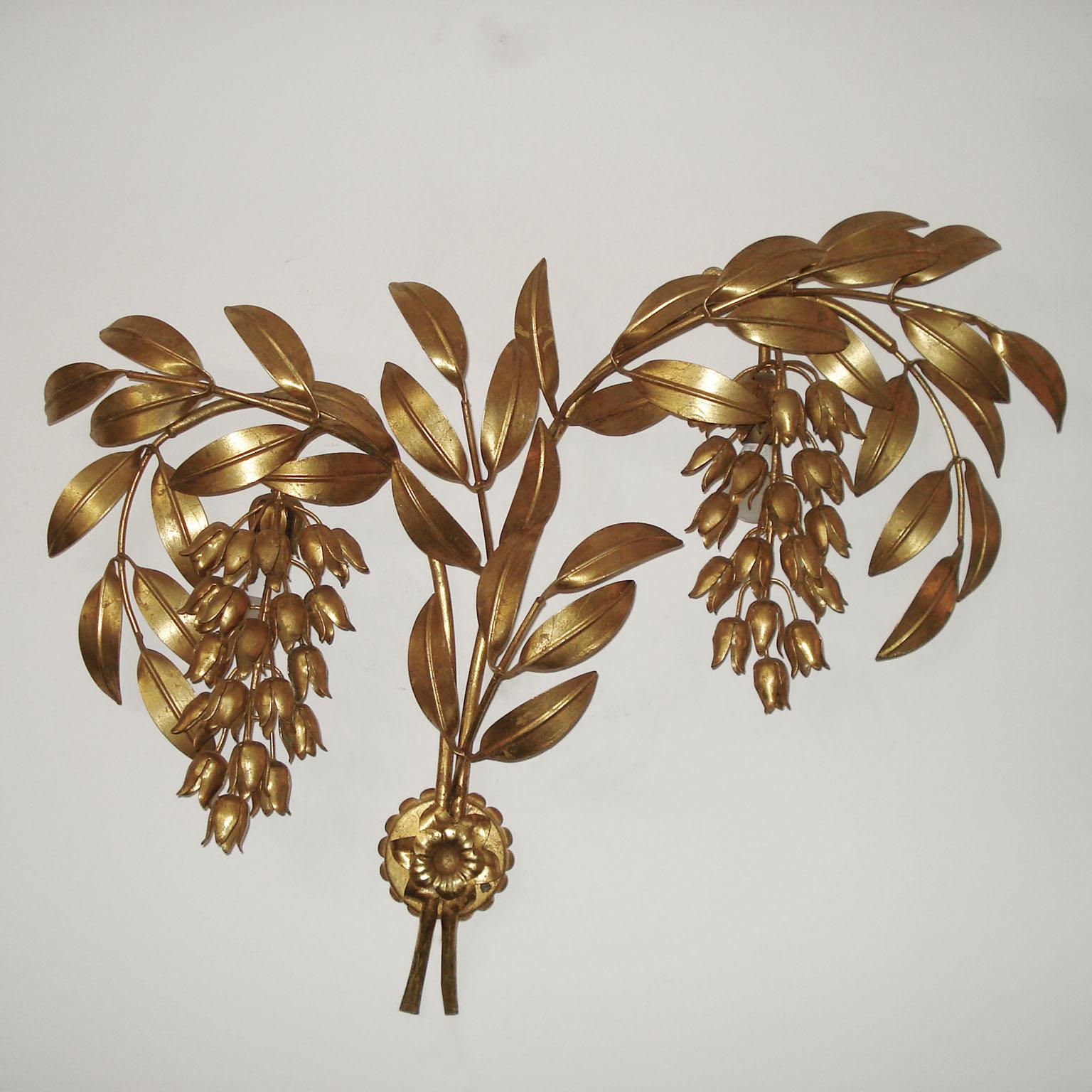 Applique palmier en métal doré Hans Kögl, Allemagne, Maison Jansen, Pioggia D'oro Bon état - En vente à Bochum, NRW