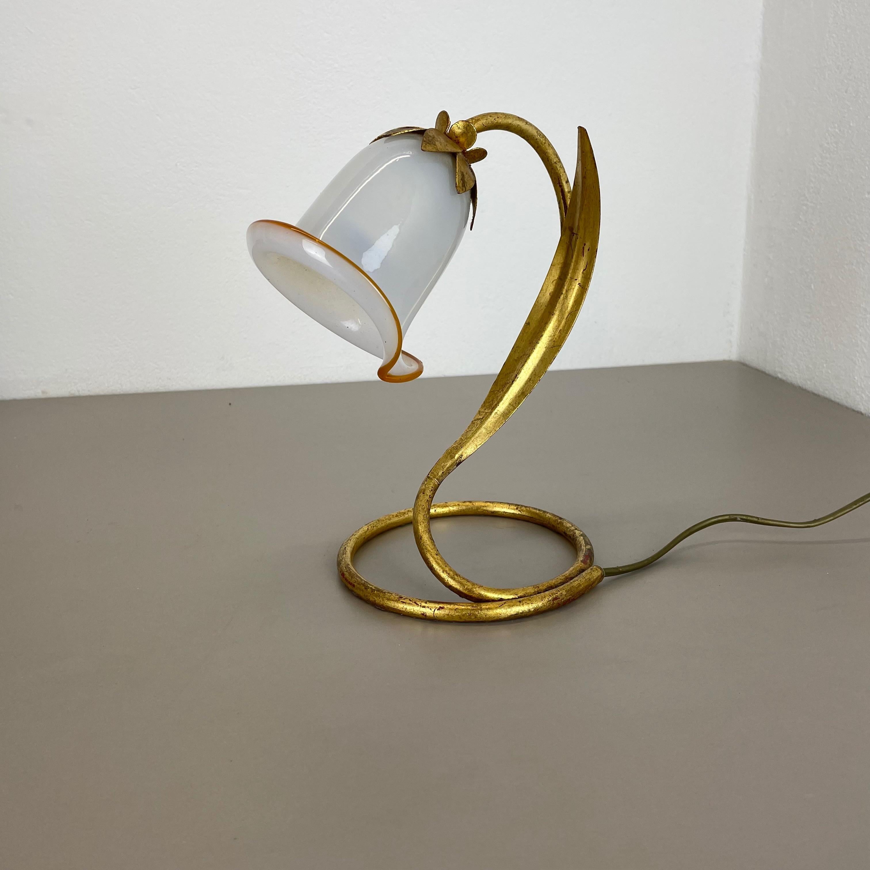 Mid-Century Modern Hans Kogl Style Golden Florentiner Murano Table Light Sconces, Italy, 1970s For Sale