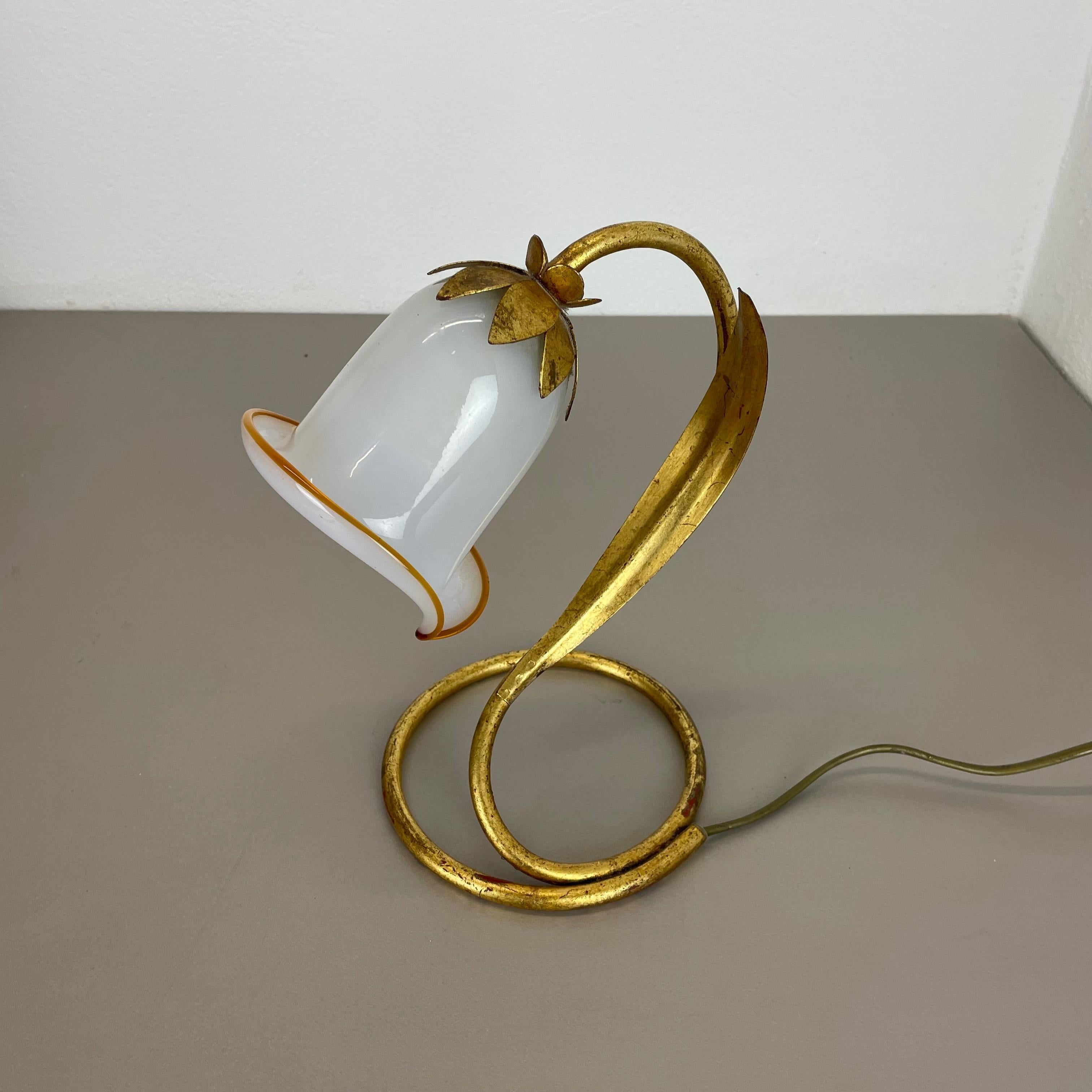 German Hans Kogl Style Golden Florentiner Murano Table Light Sconces, Italy, 1970s For Sale