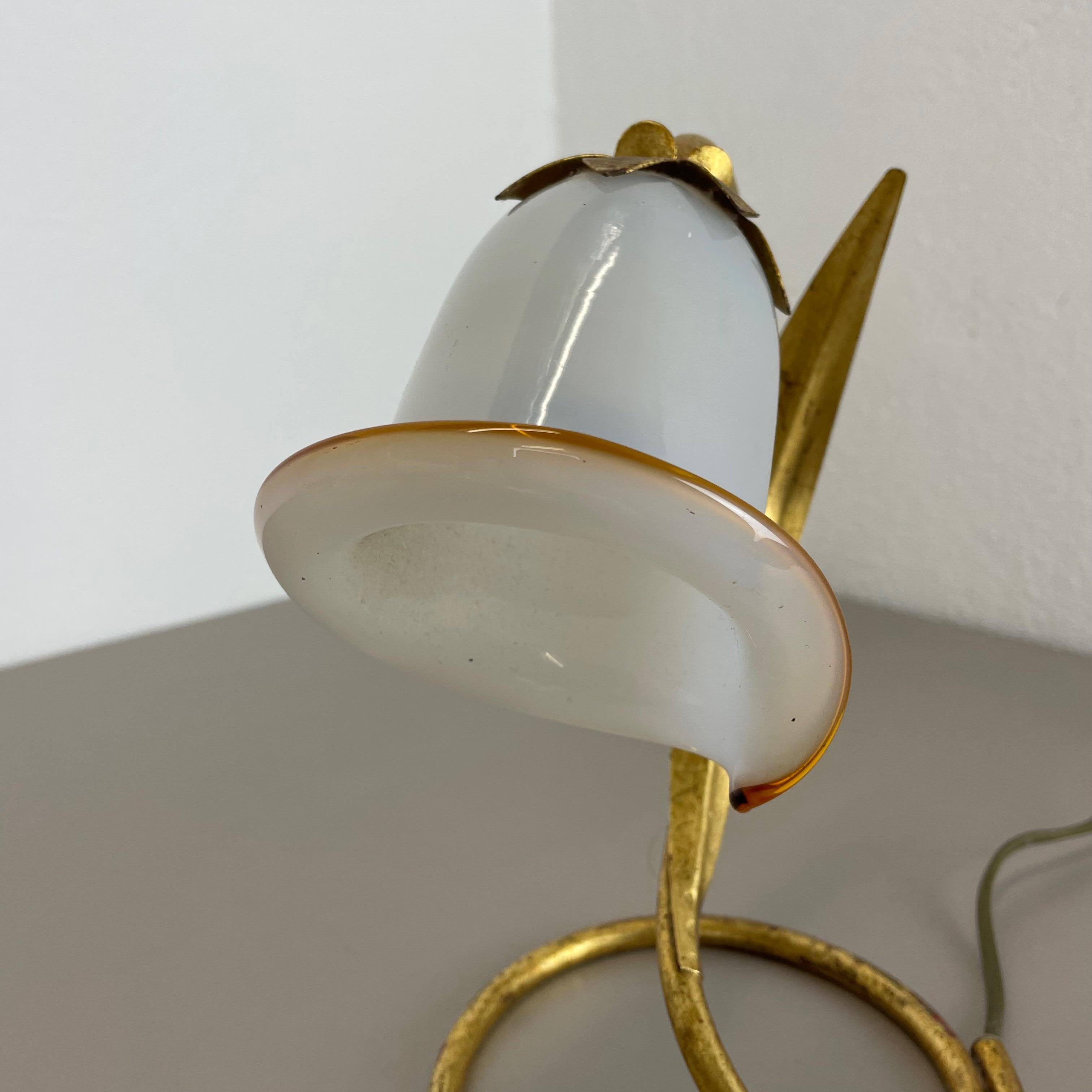 20th Century Hans Kogl Style Golden Florentiner Murano Table Light Sconces, Italy, 1970s For Sale