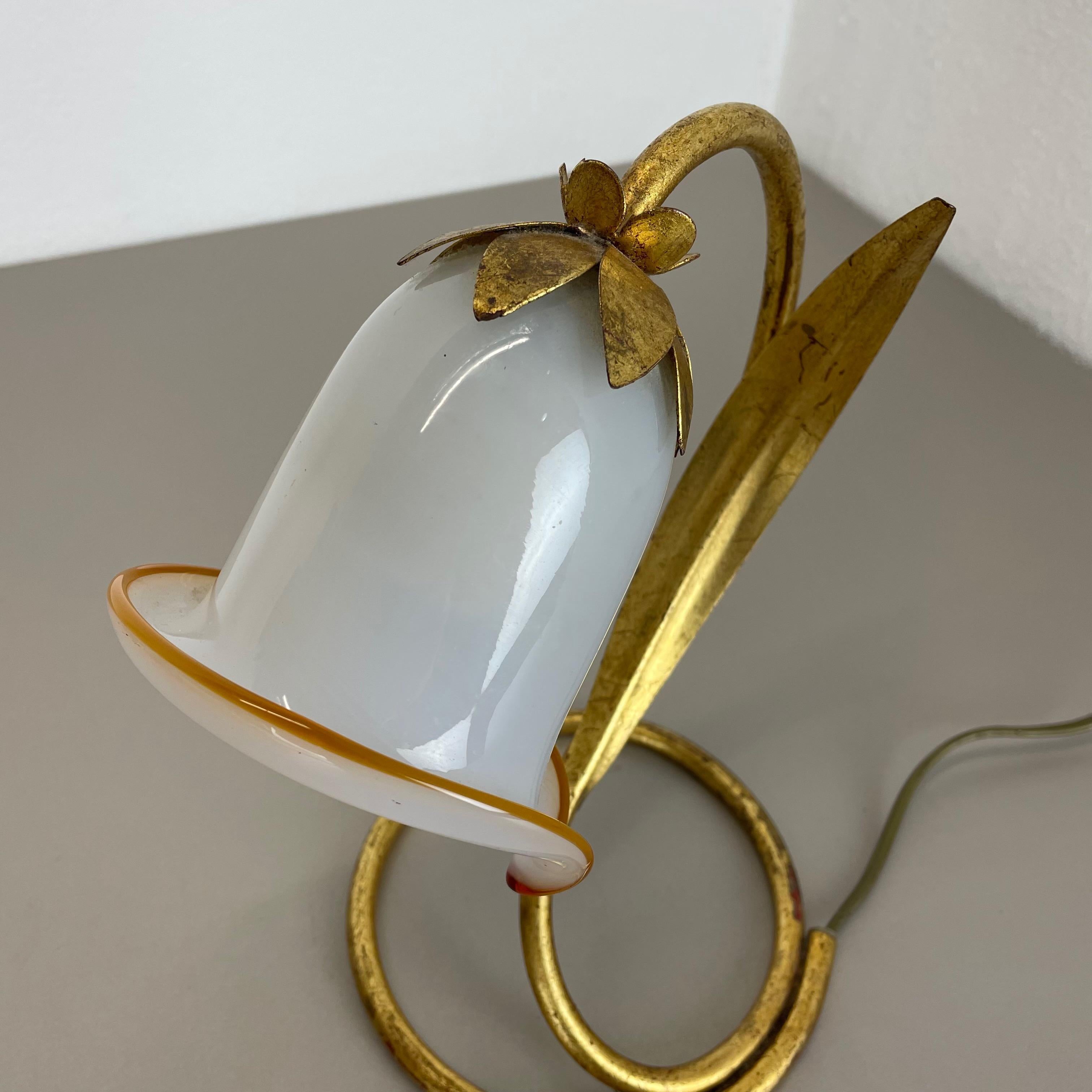 Metal Hans Kogl Style Golden Florentiner Murano Table Light Sconces, Italy, 1970s For Sale
