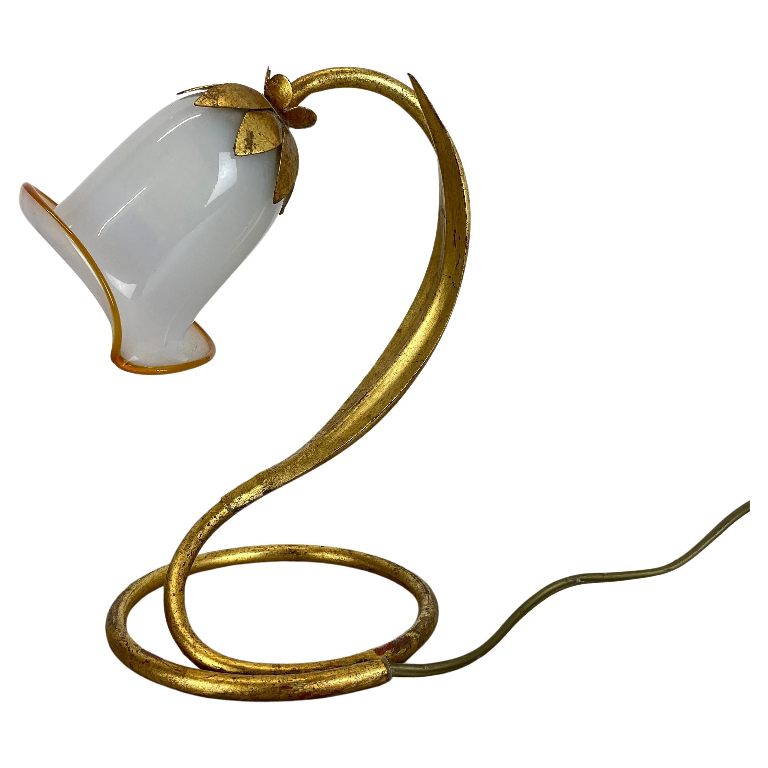 Hans Kogl Style Golden Florentiner Murano Table Light Sconces, Italy, 1970s For Sale