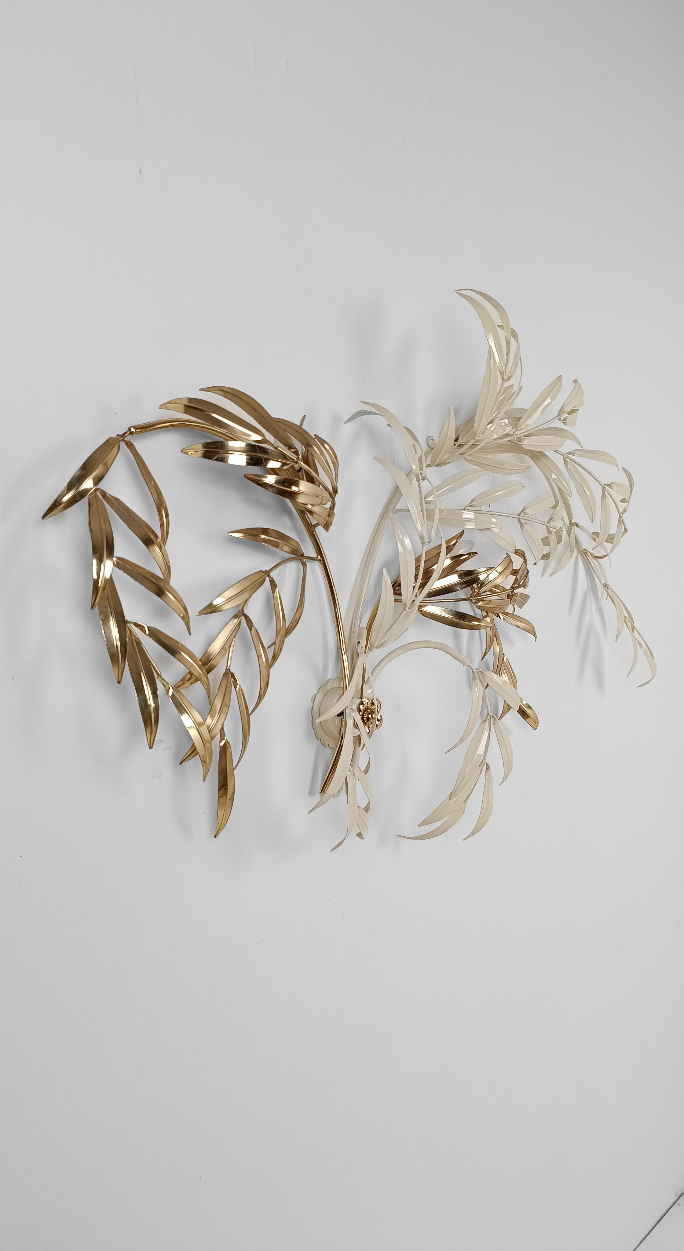 Hans Kögl Wandleuchte Sconce in Weiß & vergoldetem Metallblatt, Hollywood Regency Stil im Angebot 7