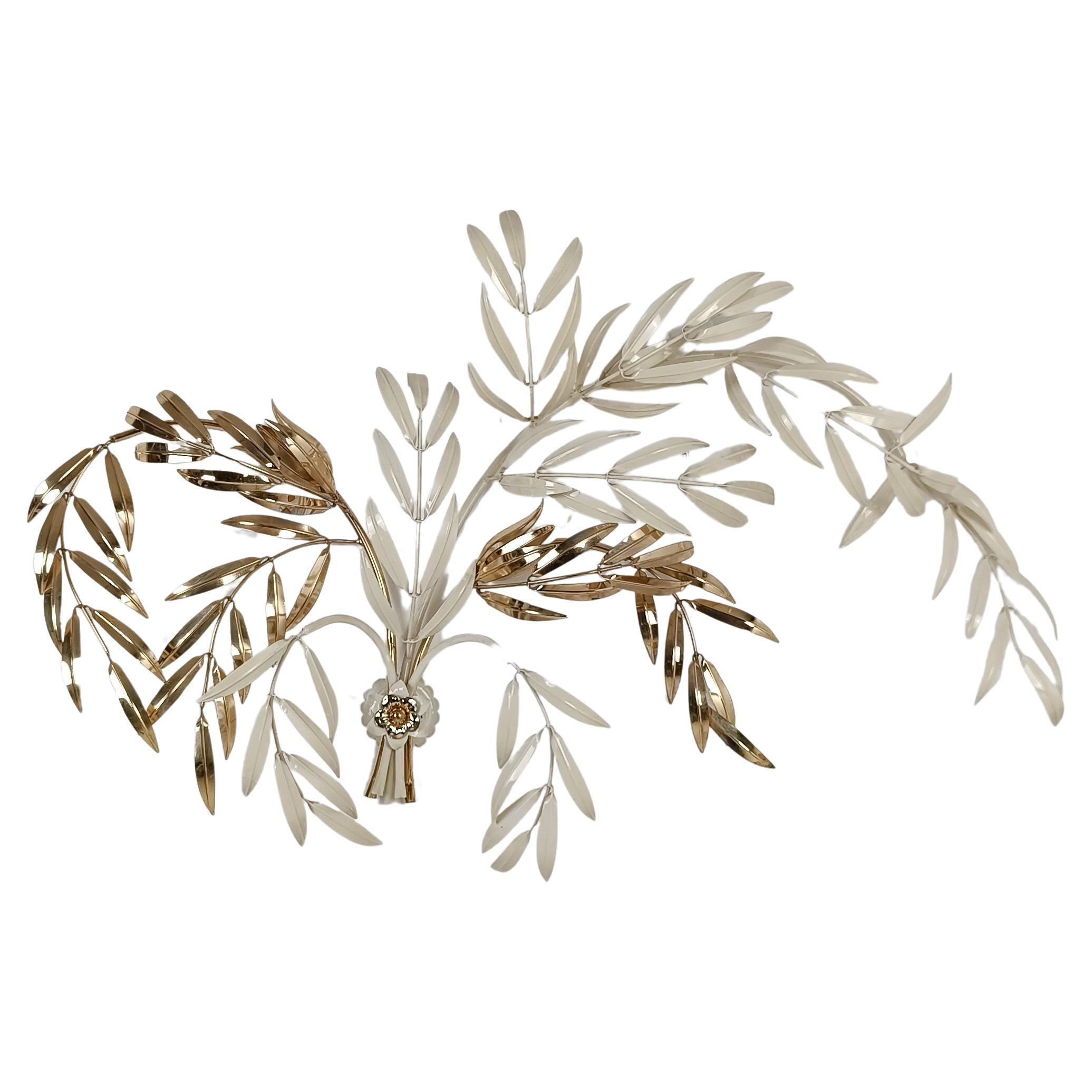 Hans Kögl Wall Light Sconce in White & Gilt Metal Leaf, Hollywood Regency Style