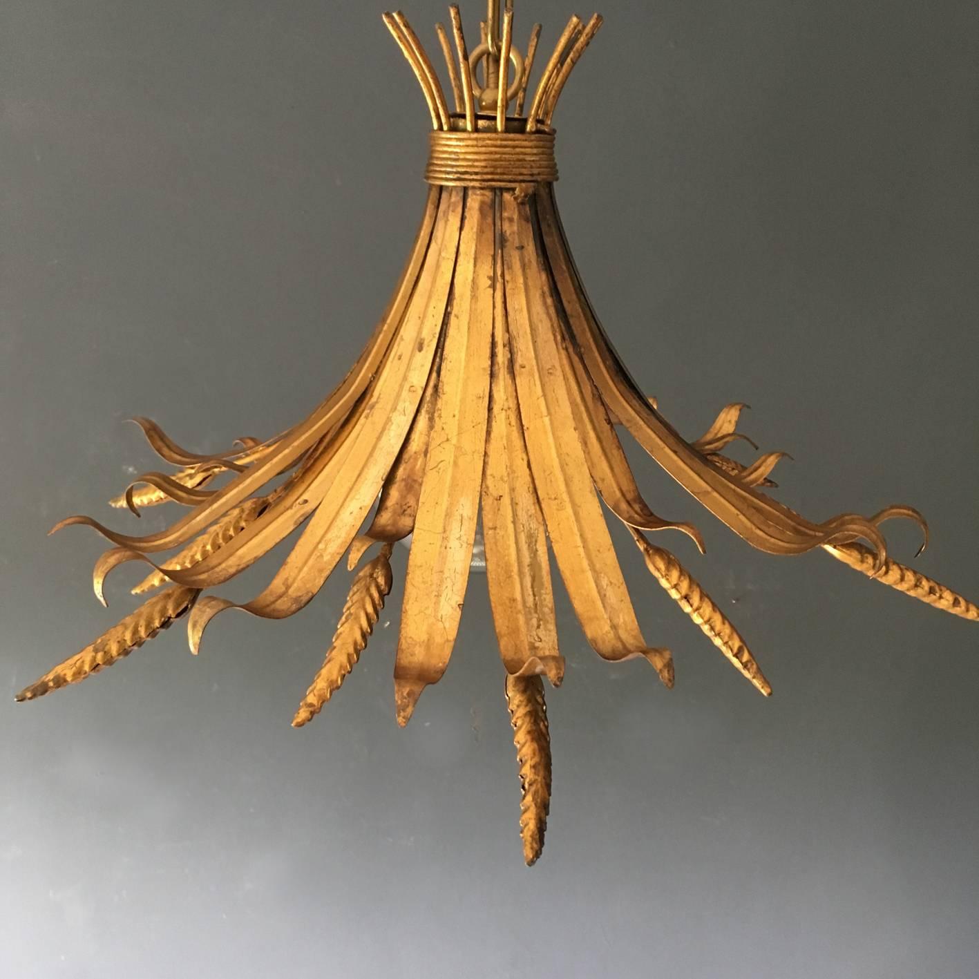 Hans Kogl Wheat Sheaf Pendant Light, 1970s In Good Condition In Hastings, GB