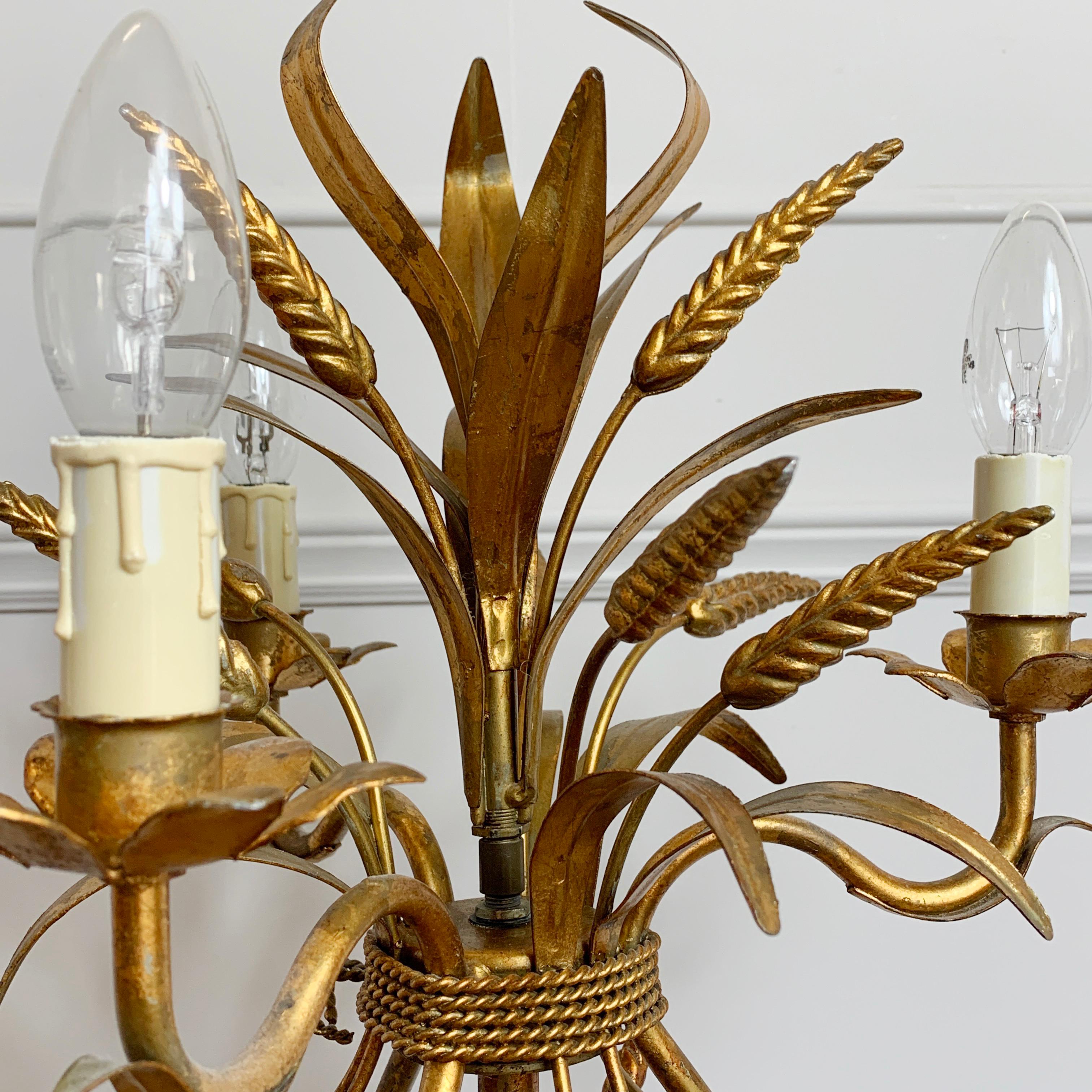 Mid-Century Modern Hans Kögl Gold Wheat Sheaf Table Lamp 1970's For Sale
