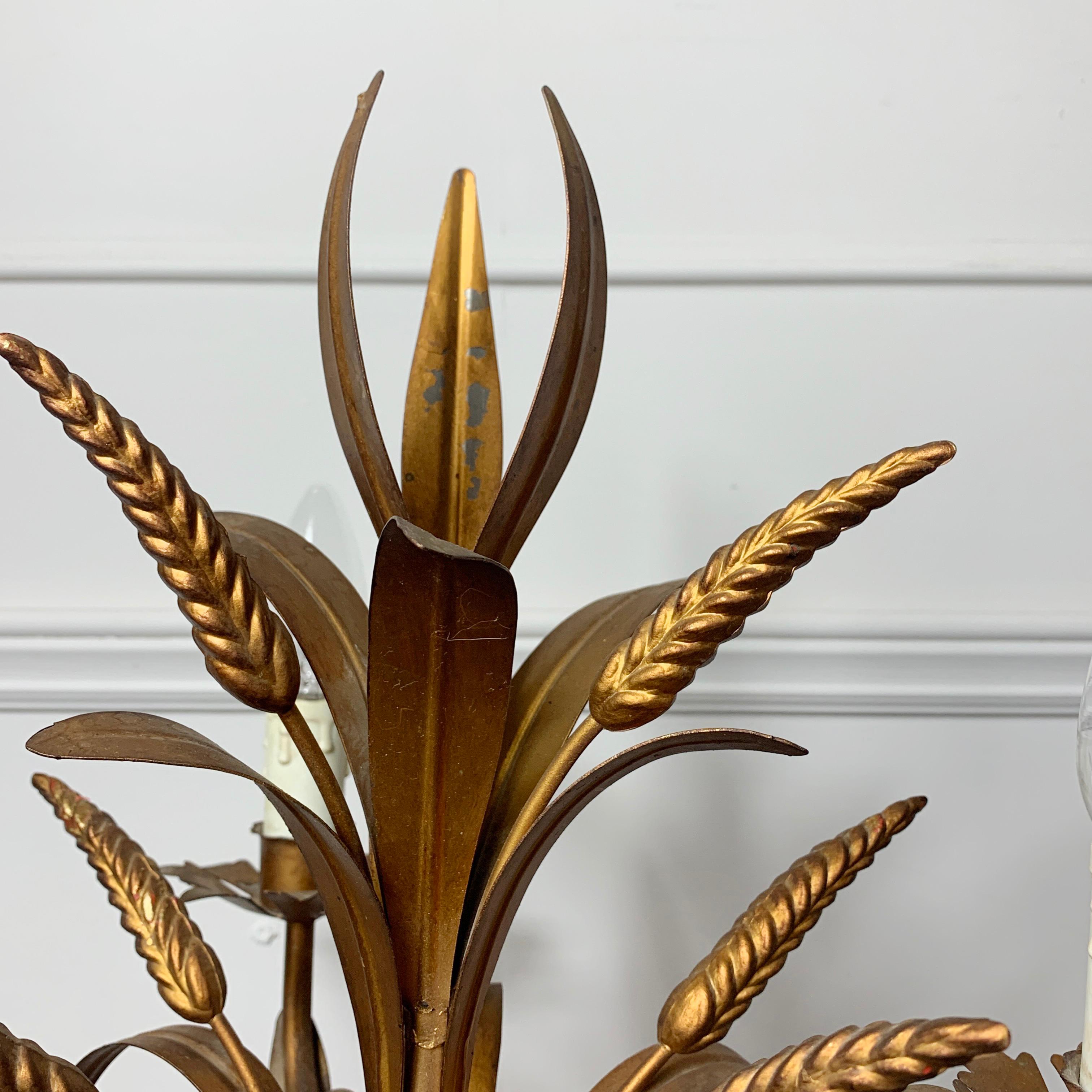 German Hans Kögl Gold Wheat Sheaf Table Lamp, 1970s