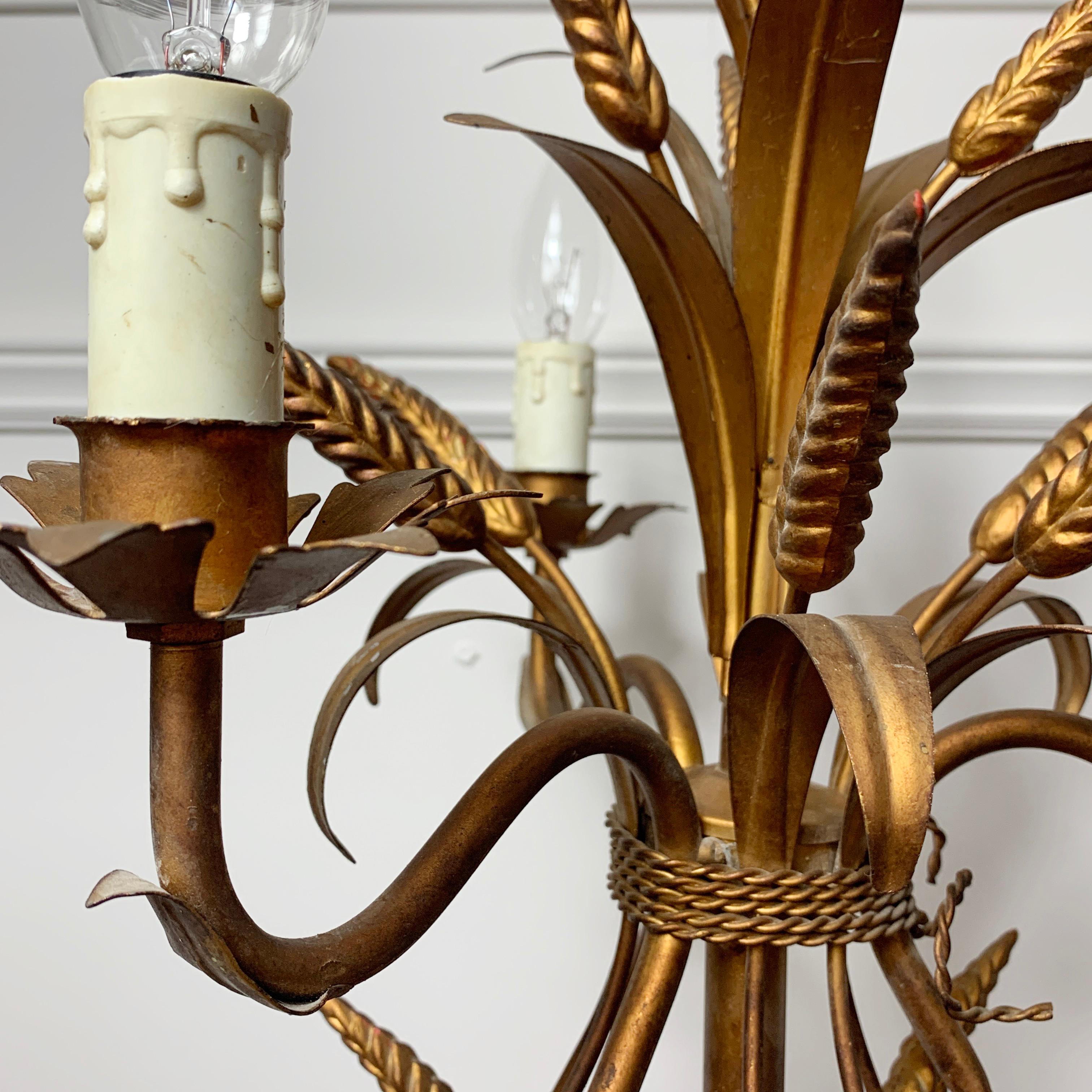 Hans Kögl Gold Wheat Sheaf Table Lamp, 1970s In Good Condition For Sale In Hastings, GB