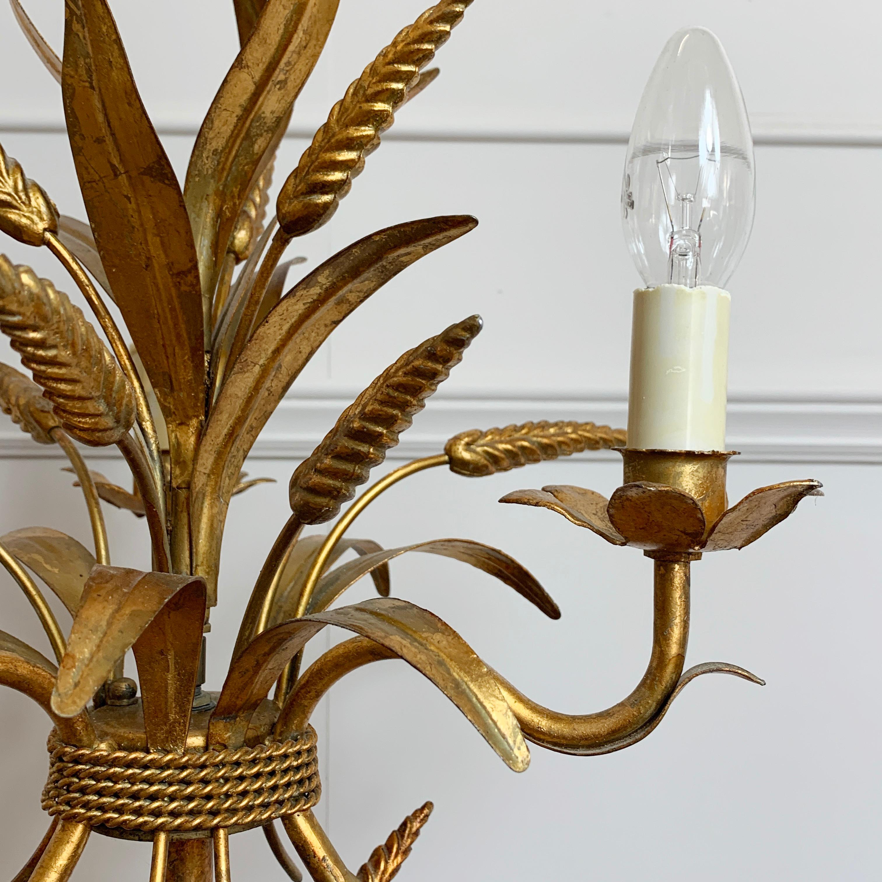 Hans Kögl Gold Wheat Sheaf Table Lamp 1970's For Sale 1