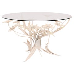 Hans Kögl metal flower coffeetable with glass top, 1970