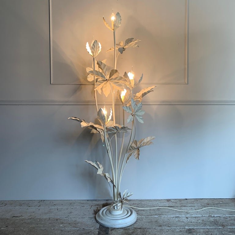 Hans Kogl White Leaf Floor Lamp, circa 1970s In Good Condition For Sale In Hastings, GB