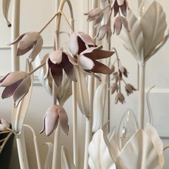 Hans Kogl White & Pink Flower Toleware Floor Lamp