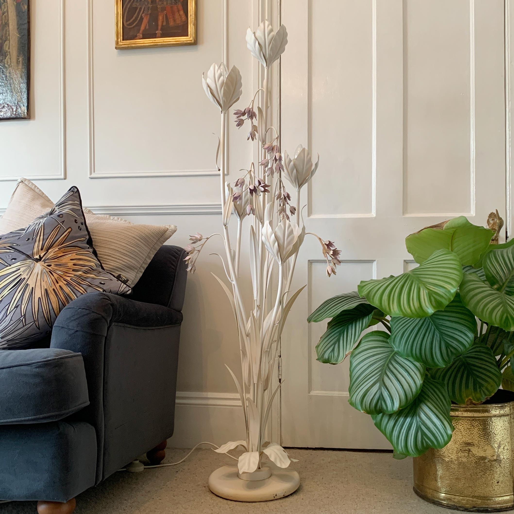 white flower floor lamp