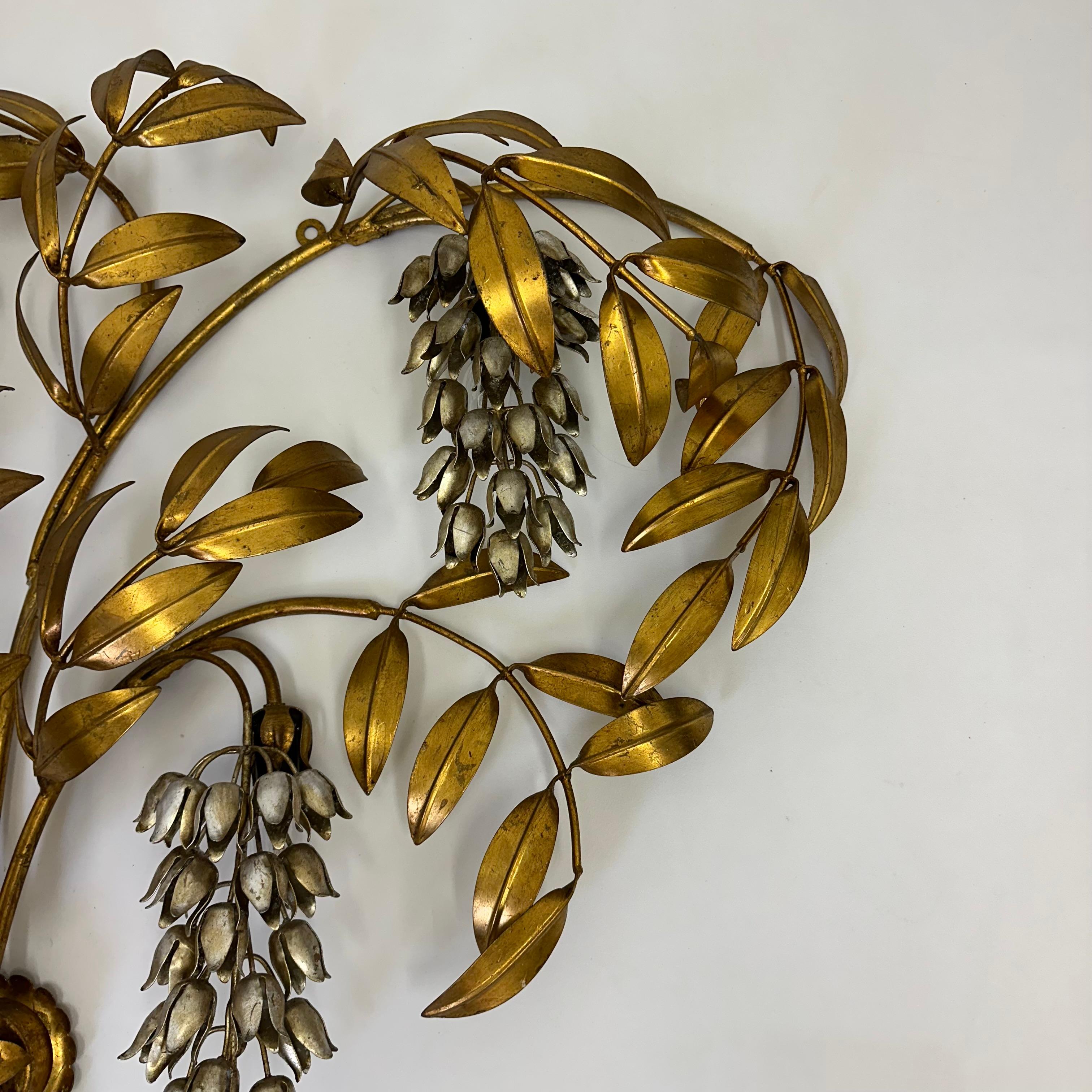 Hans Kögl wisteria aplique metal dorado , años 70 en venta 5