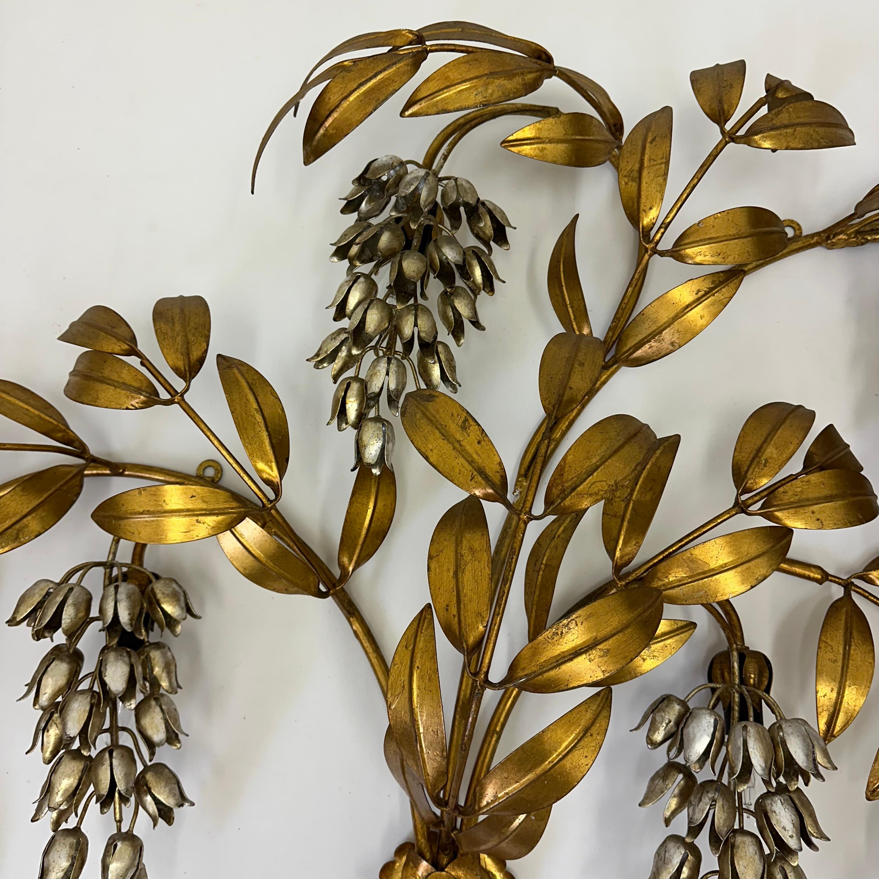 Hans Kögl wisteria aplique metal dorado , años 70 en venta 6