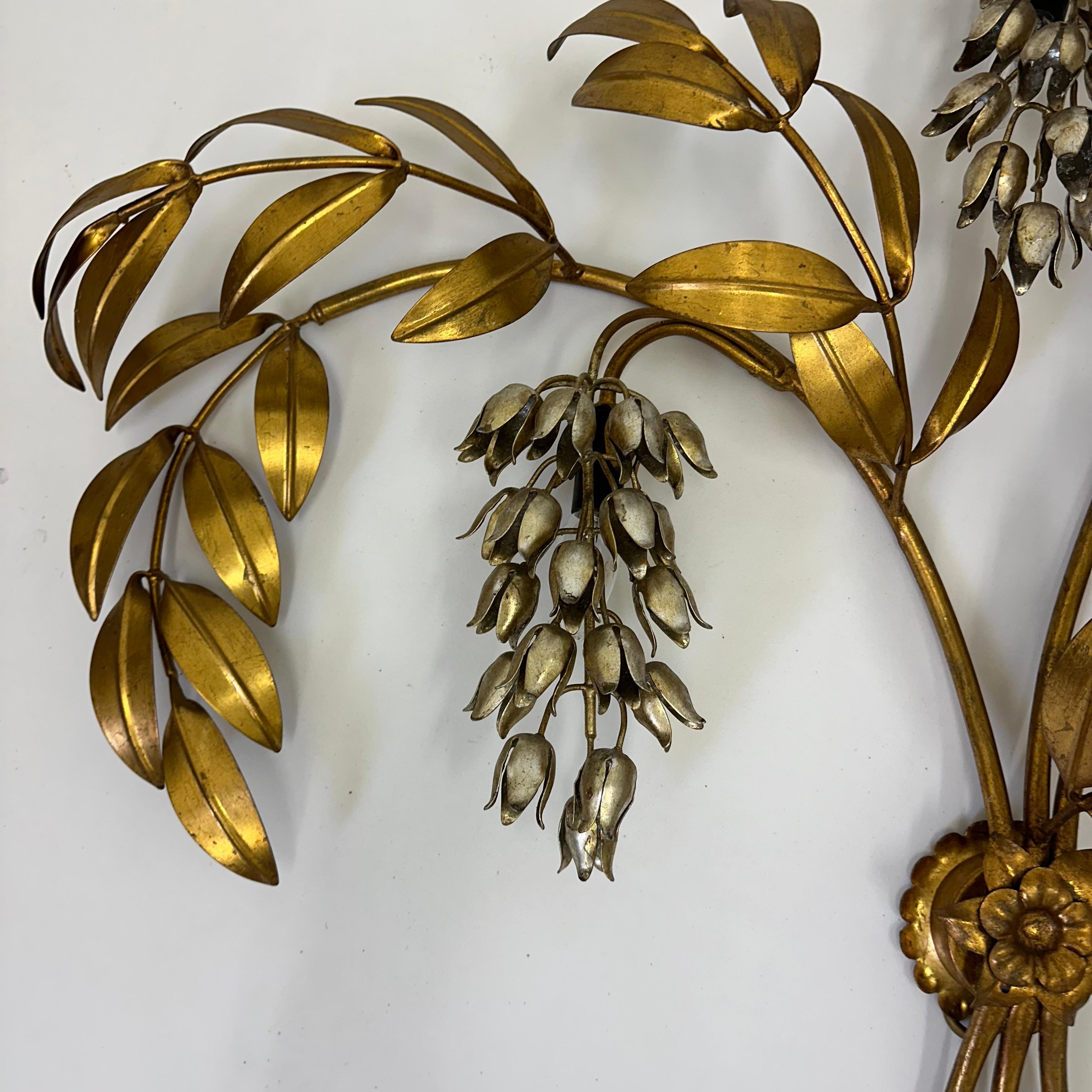 Hans Kögl wisteria aplique metal dorado , años 70 en venta 7