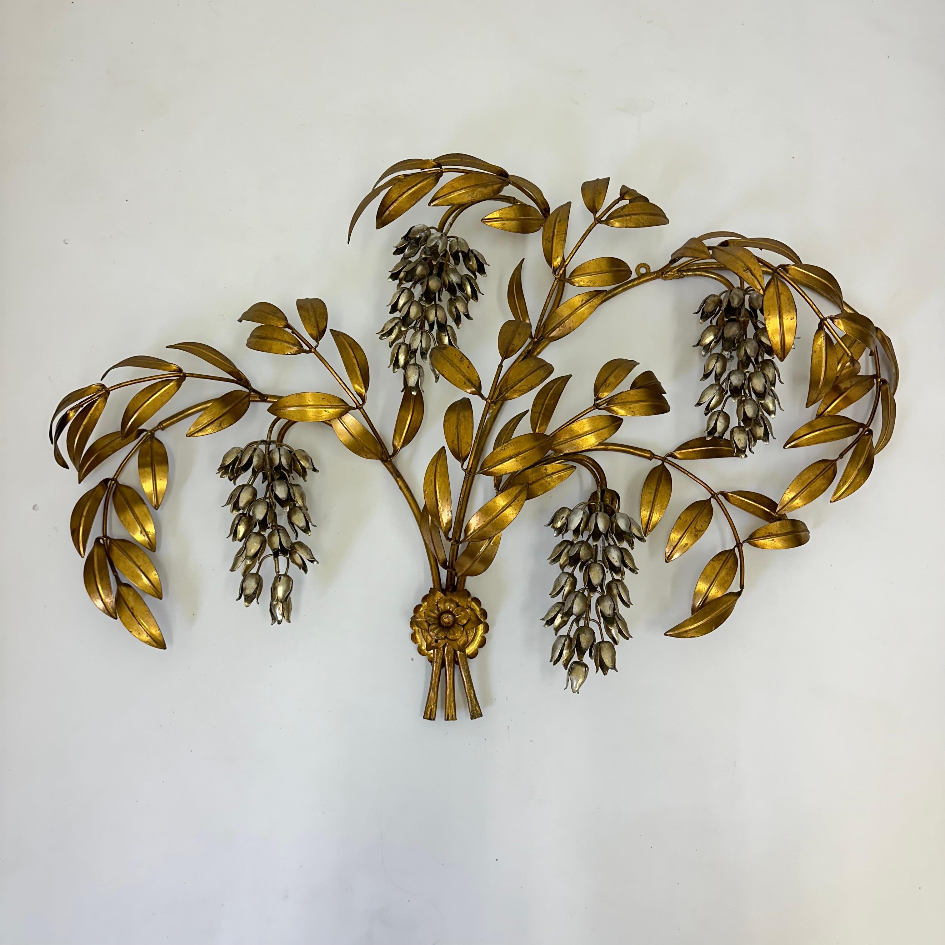 Hans Kögl wisteria aplique metal dorado , años 70 Alemán en venta