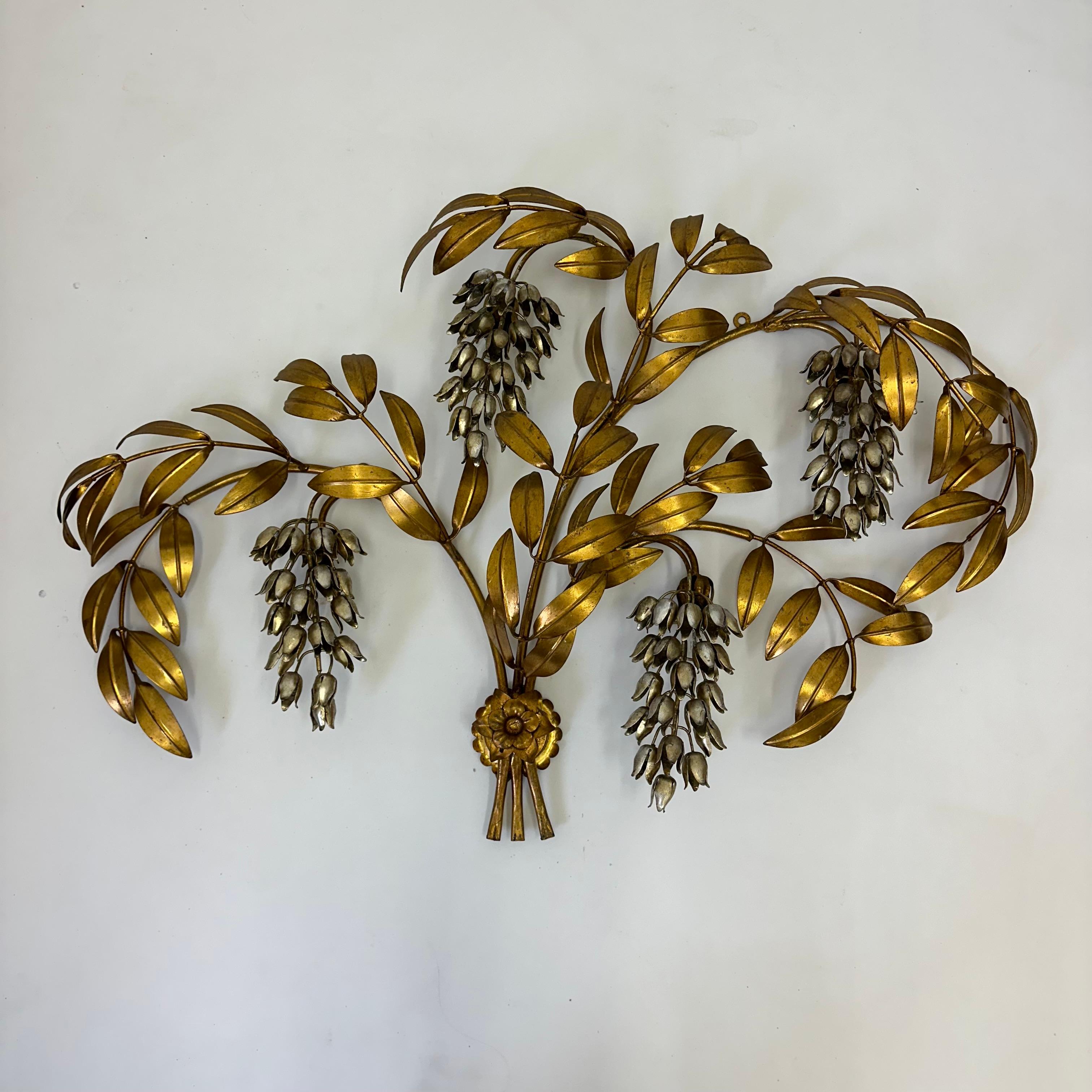 Hans Kögl wisteria aplique metal dorado , años 70 en Bueno estado para la venta en Delft, NL