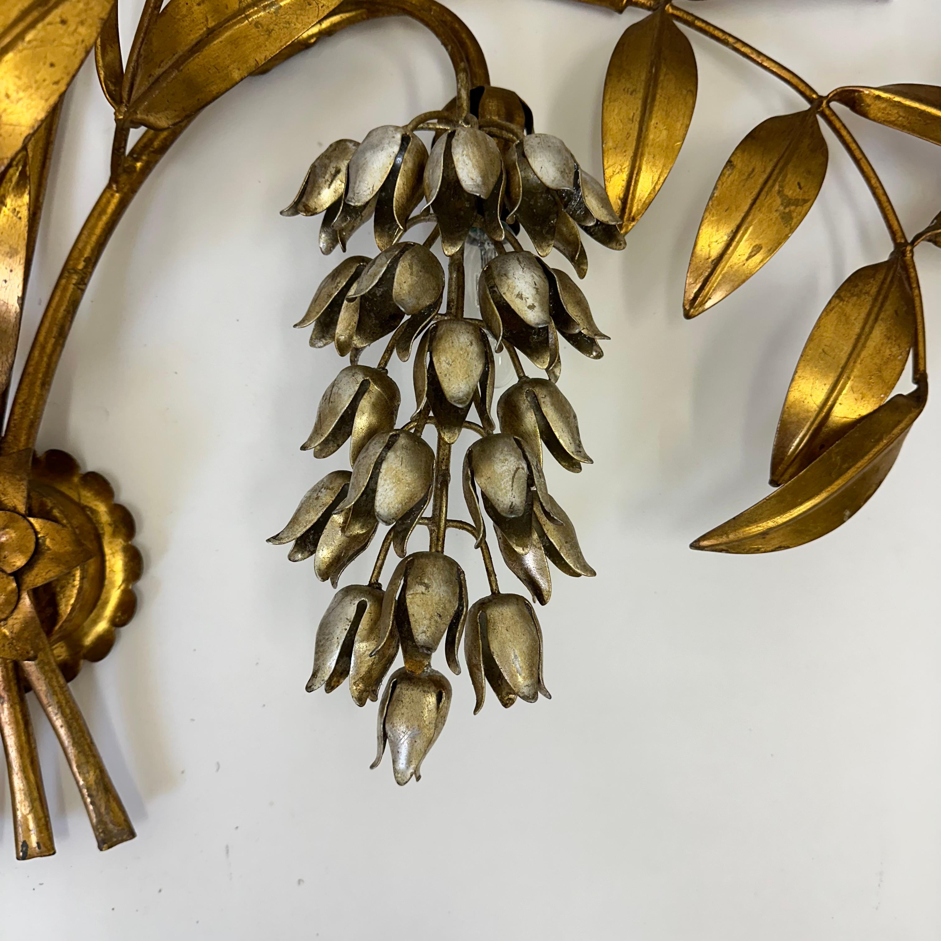 Hans Kögl wisteria aplique metal dorado , años 70 Metal en venta
