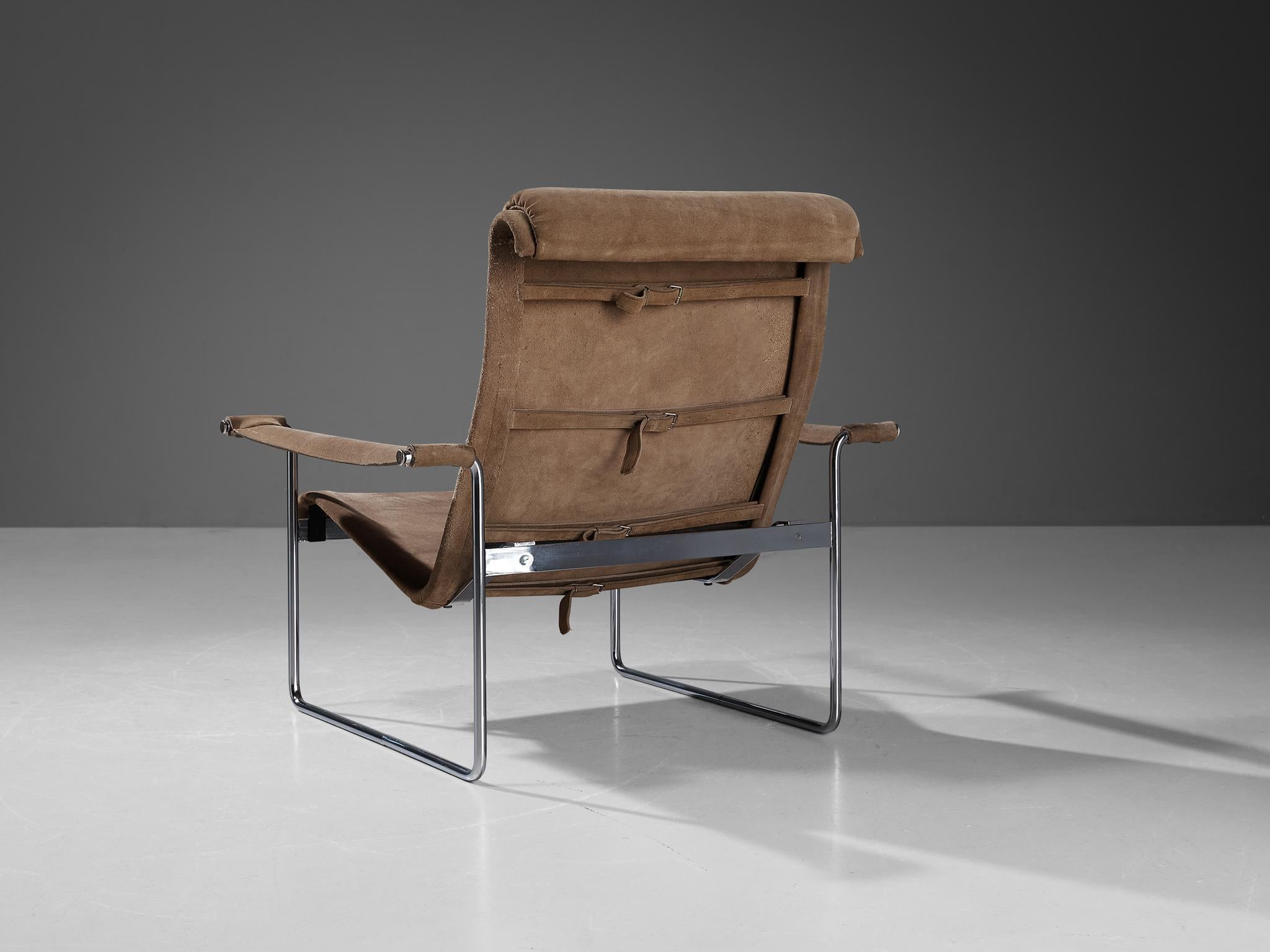 German Hans Könecke for Tecta Lounge Chair in Brown Suede For Sale