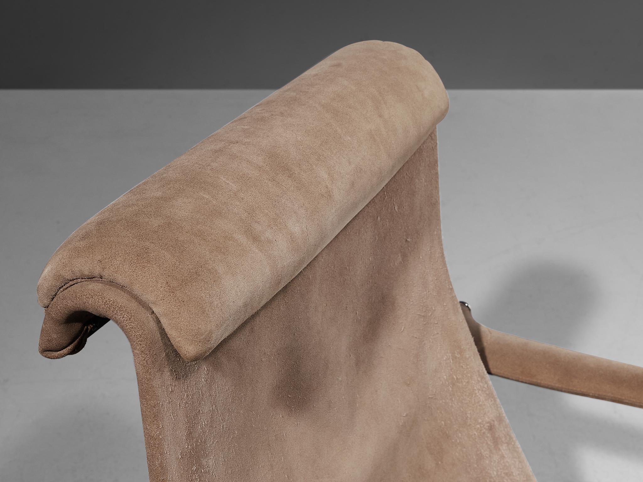 Hans Könecke für Tecta Lounge Chair aus braunem Wildleder (Mitte des 20. Jahrhunderts) im Angebot