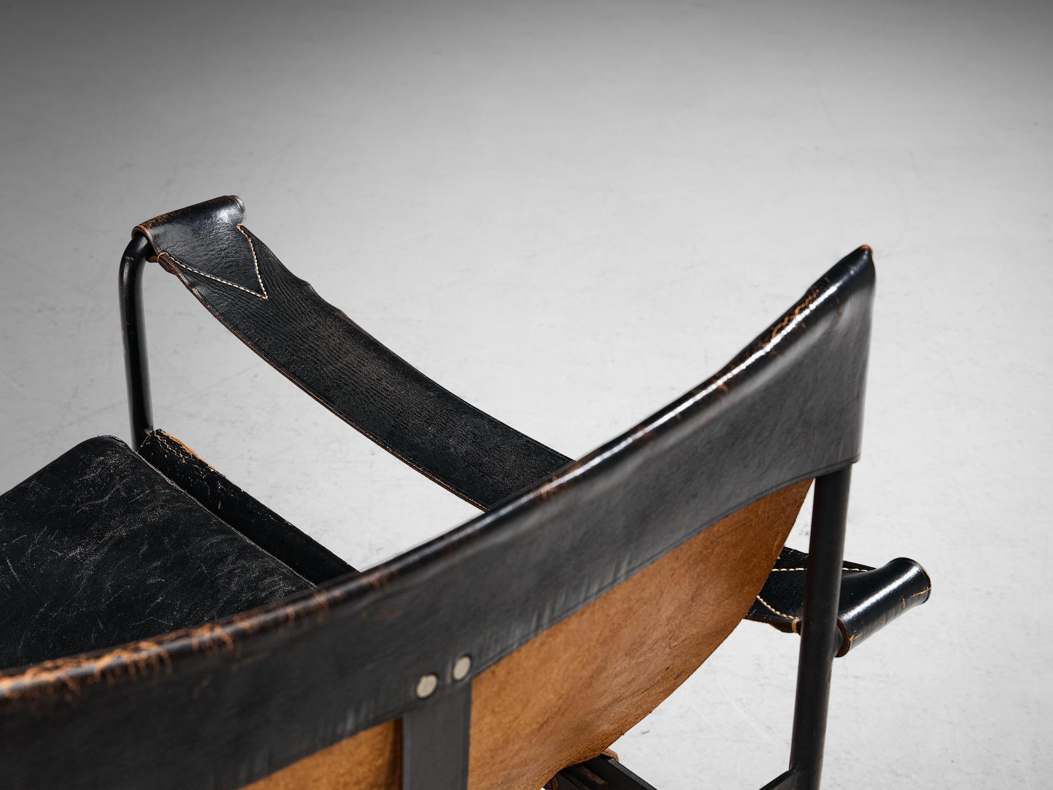 Hans Könecke for Tecta 'Sling' Lounge Chair in Black Leather In Good Condition In Waalwijk, NL