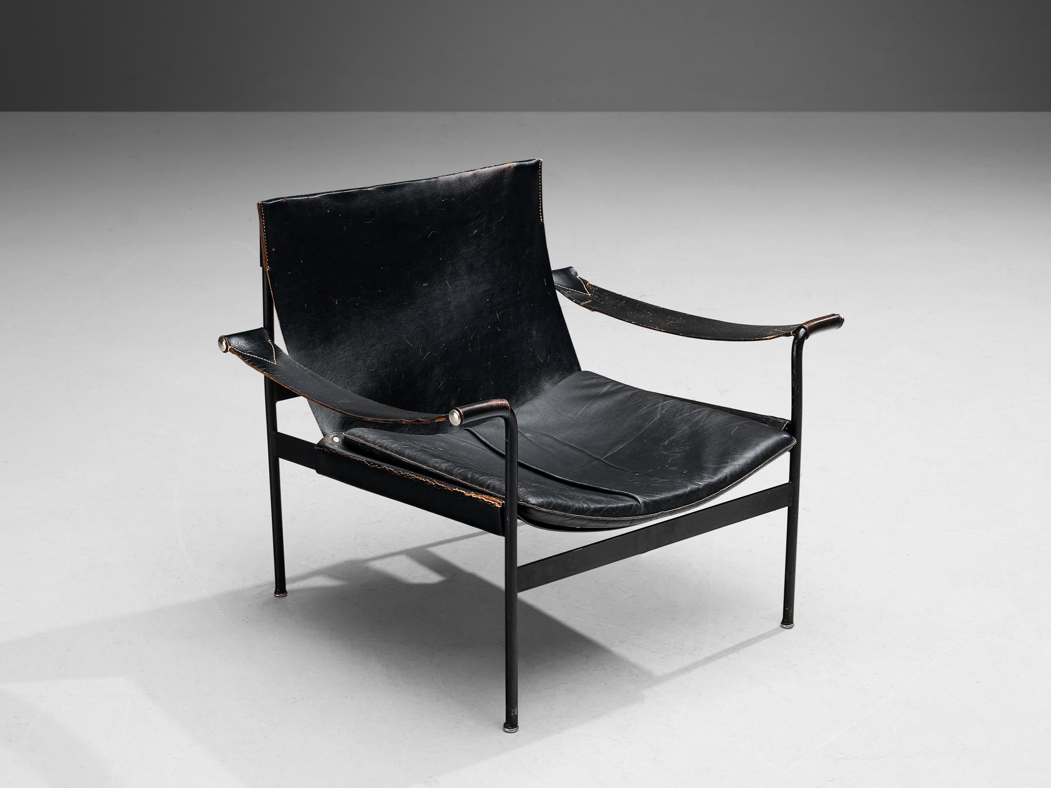 Mid-20th Century Hans Könecke for Tecta 'Sling' Lounge Chair in Black Leather