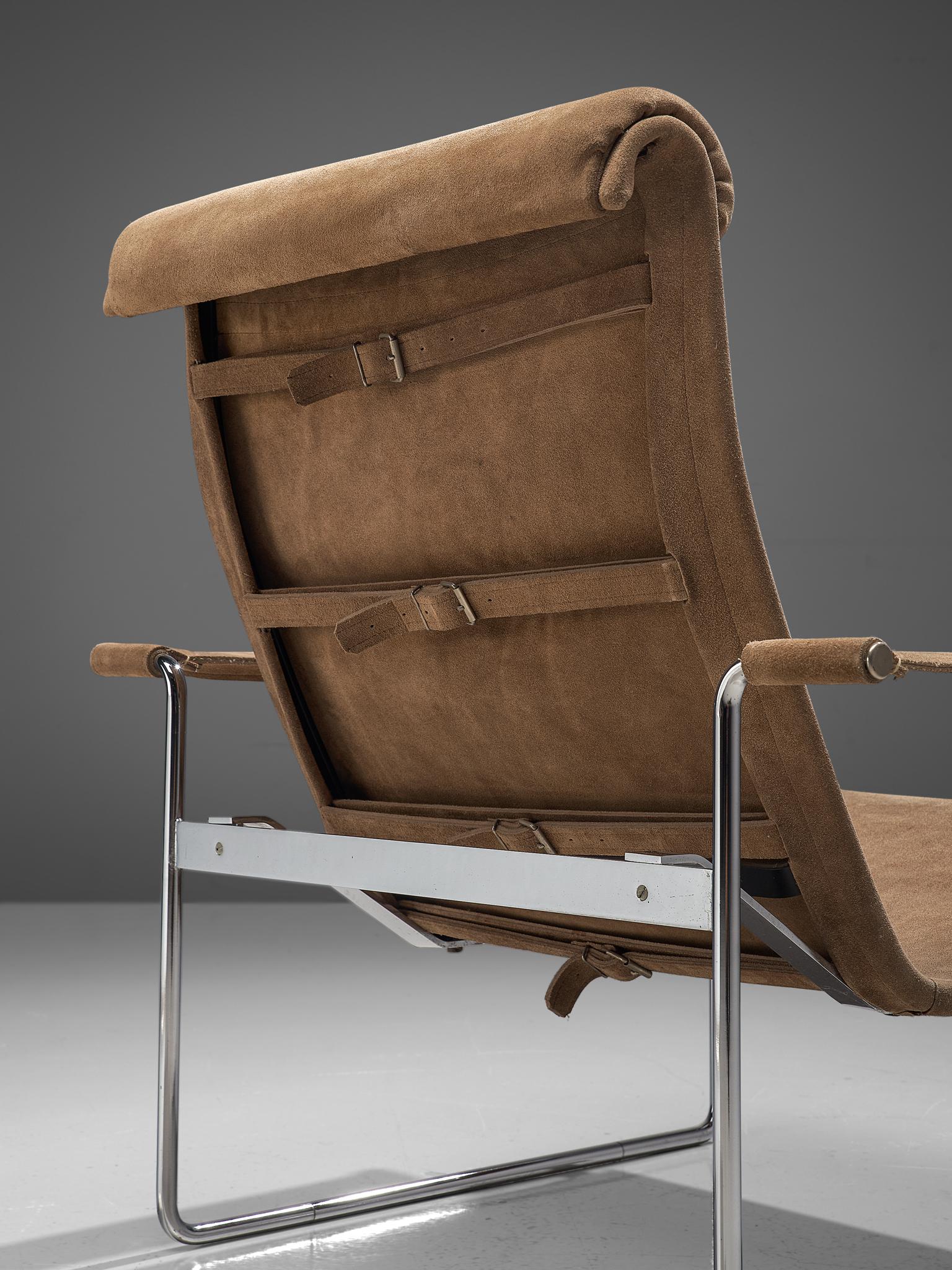 Mid-20th Century Hans Könecke Lounge Chair in Beige Suede, Tecta, Germany, 1960s