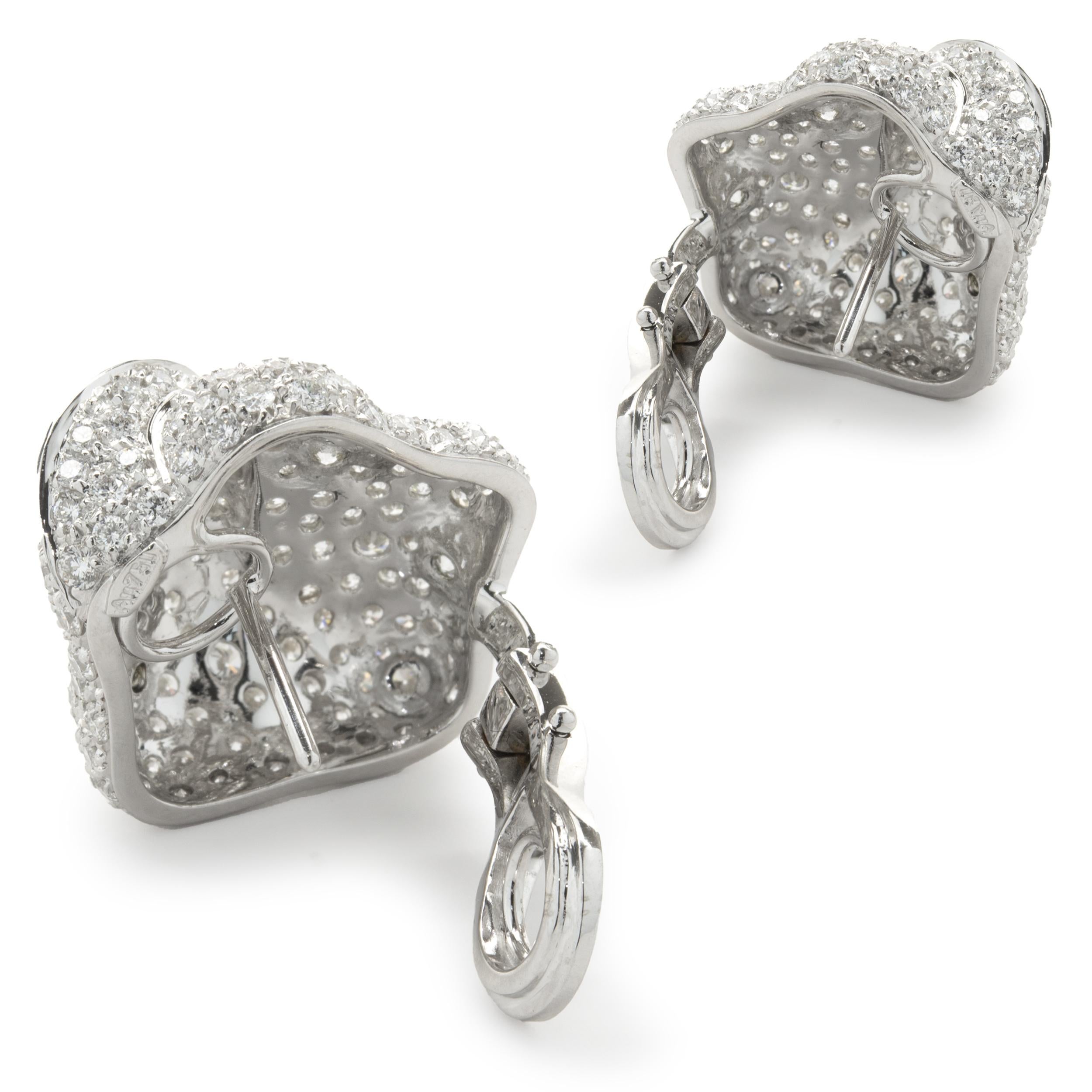 Hans Krieger 18 Karat White Gold Pave Diamond Wrap Earrings In Excellent Condition For Sale In Scottsdale, AZ
