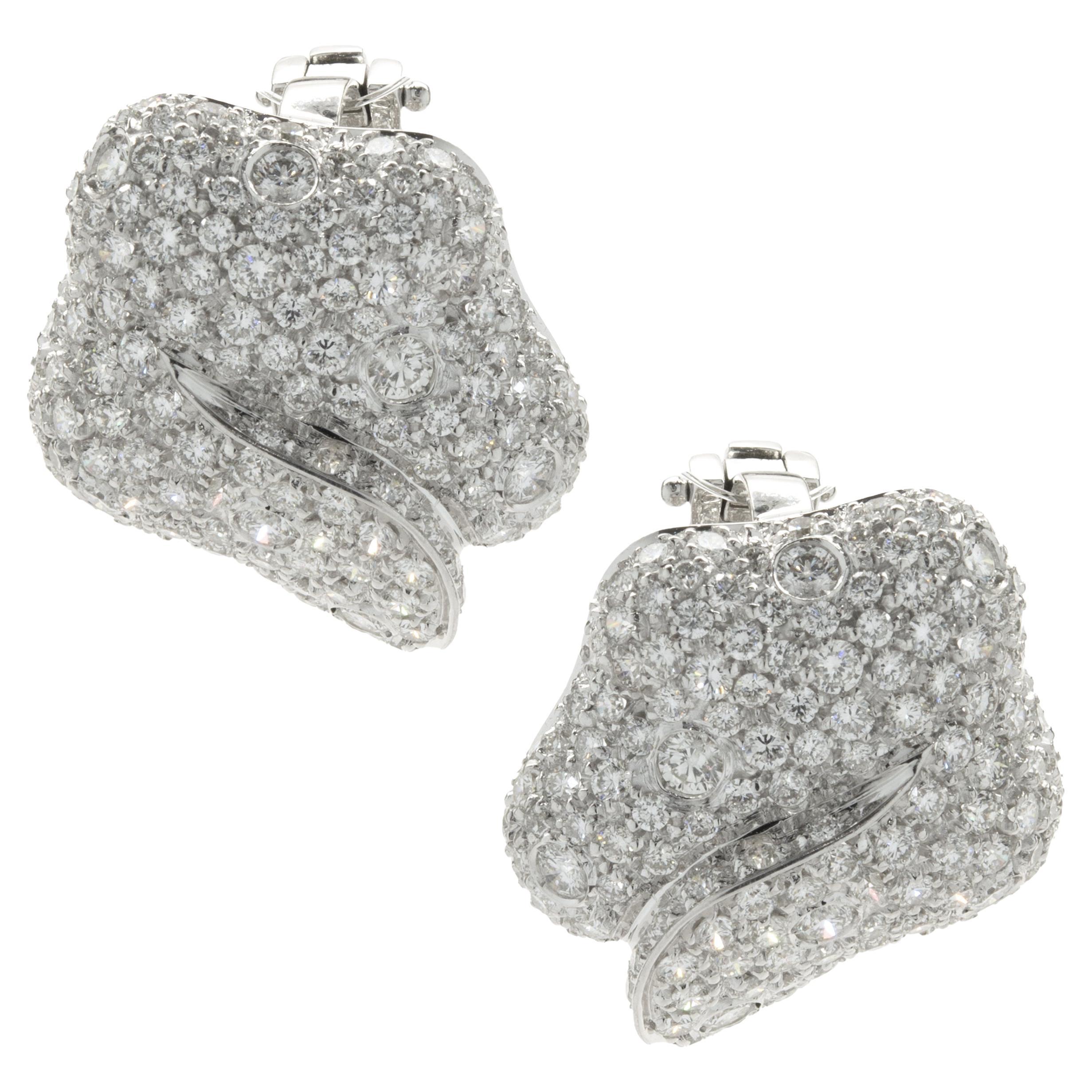 Hans Krieger 18 Karat White Gold Pave Diamond Wrap Earrings For Sale