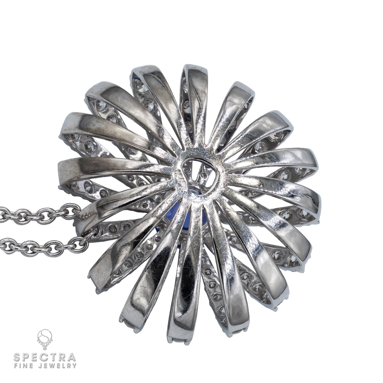 Hans Krieger Halskette mit Saphir-Diamant-Anhänger (Rundschliff) im Angebot