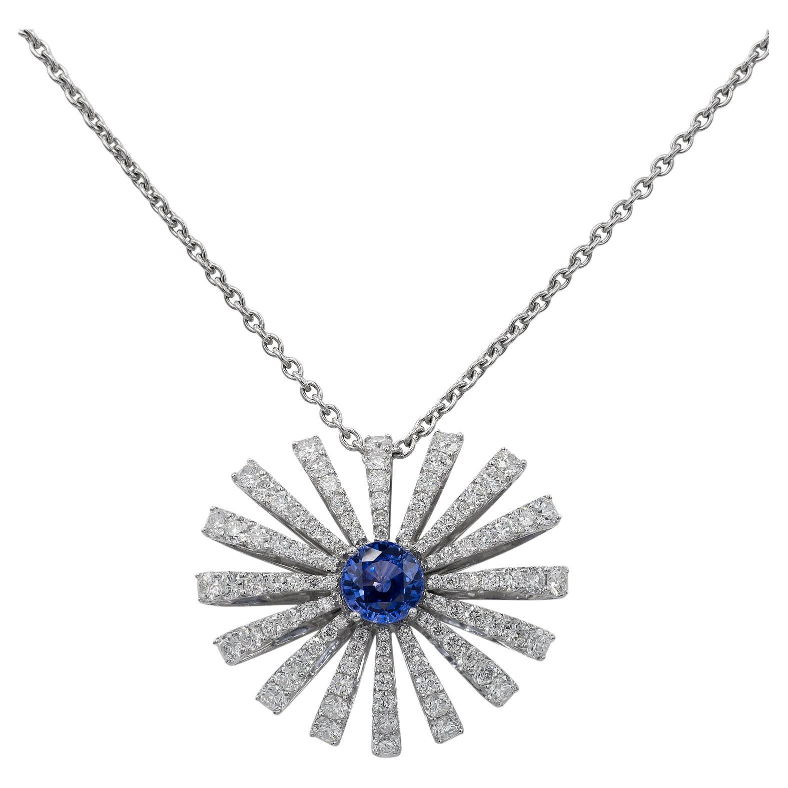 Hans Krieger Sapphire Diamond Pendant Necklace