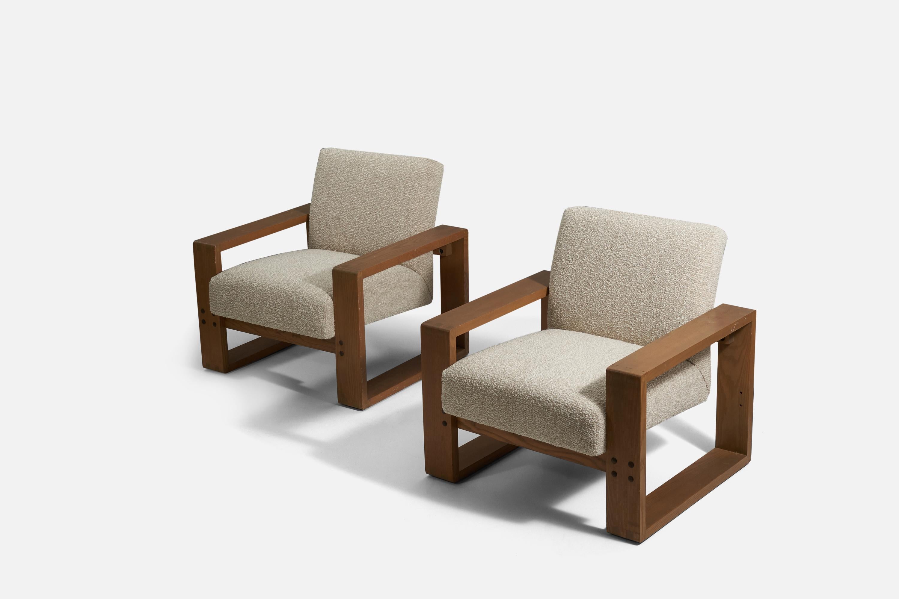 Modern Hans Krieks, Lounge Chairs, Oak, Fabric, Boston, United States, c. 1975 For Sale