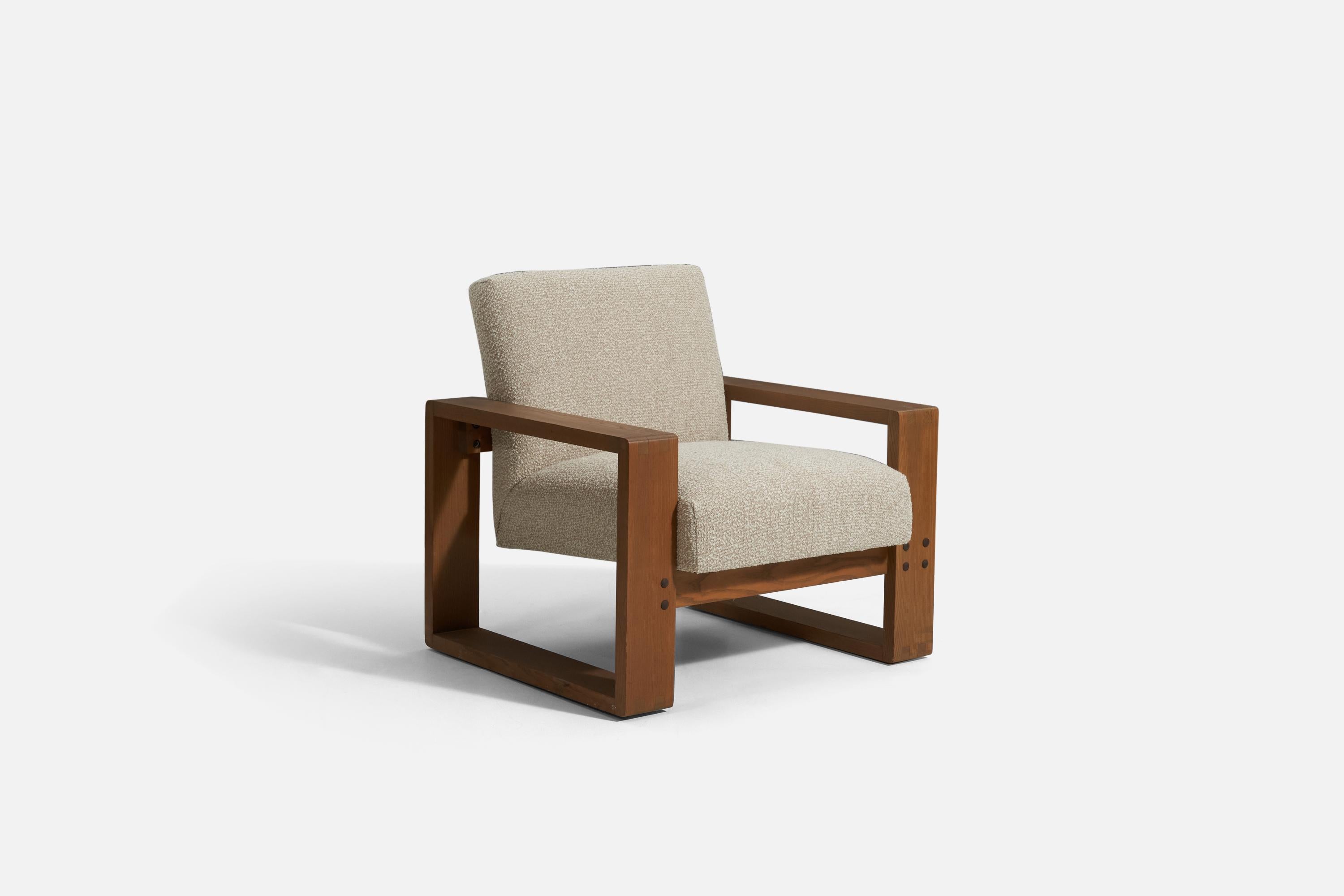 American Hans Krieks, Lounge Chairs, Oak, Fabric, Boston, United States, c. 1975 For Sale