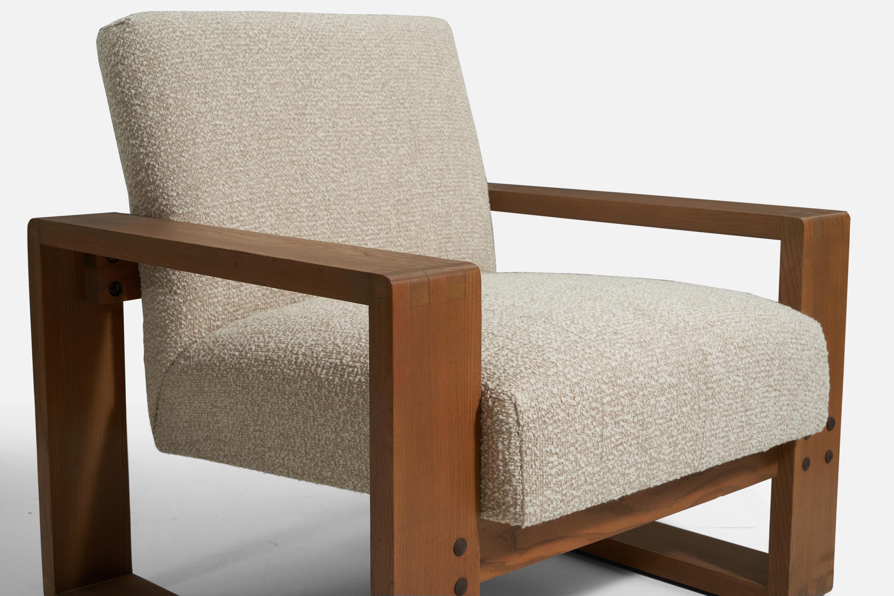 Hans Krieks, Lounge Chairs, Oak, Fabric, Boston, United States, c. 1975 In Good Condition For Sale In High Point, NC