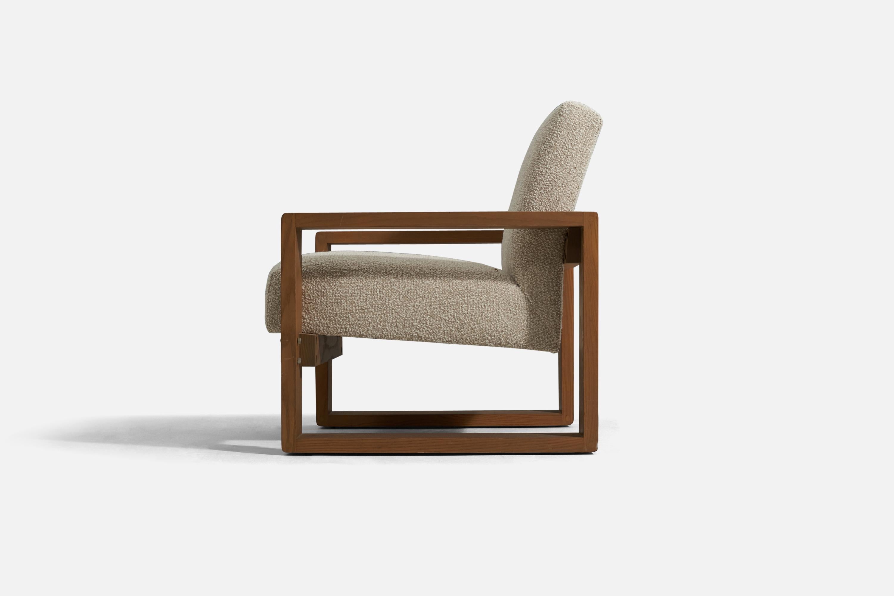 Late 20th Century Hans Krieks, Lounge Chairs, Oak, Fabric, Boston, United States, c. 1975 For Sale