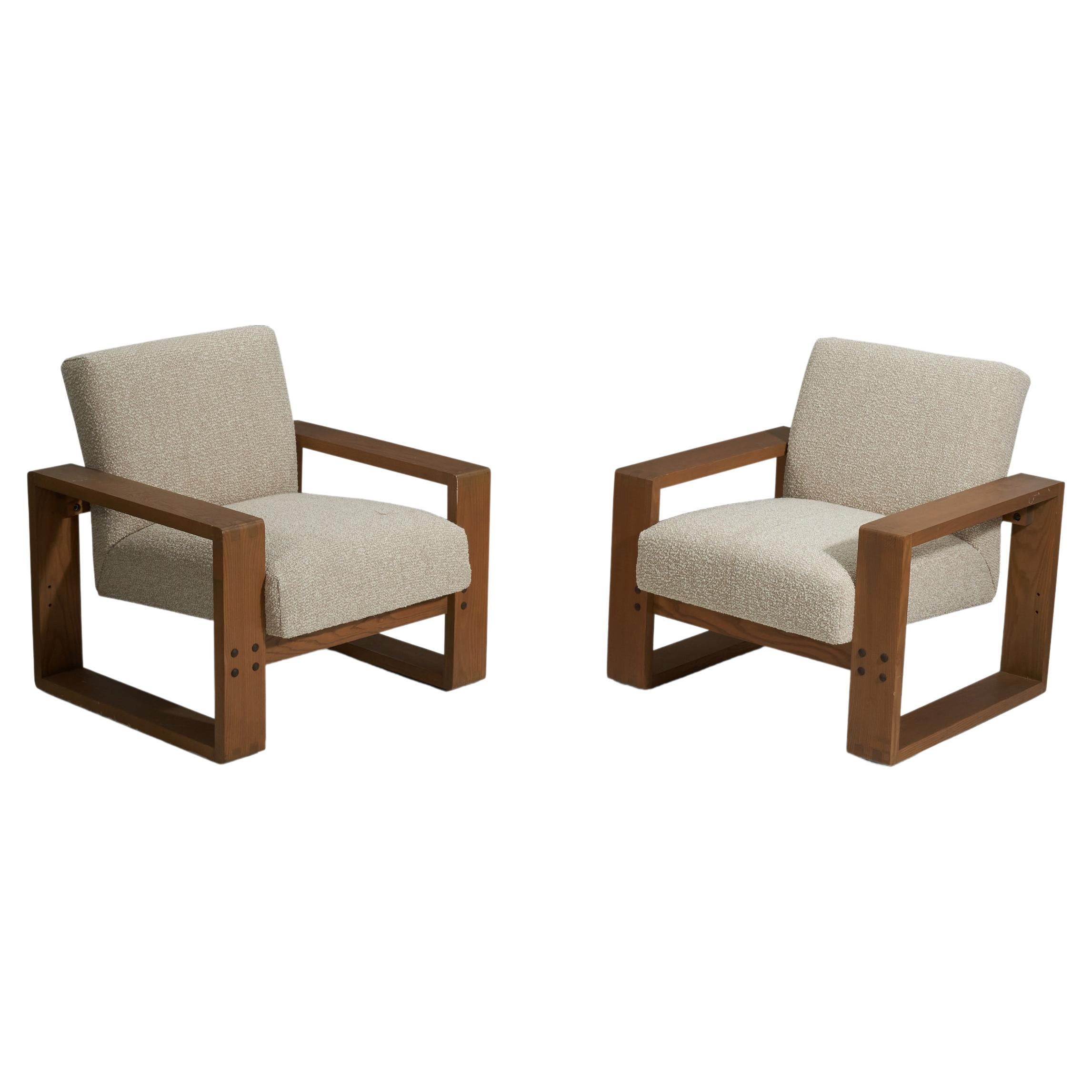 Hans Krieks, Lounge Chairs, Oak, Fabric, Boston, United States, c. 1975 For Sale