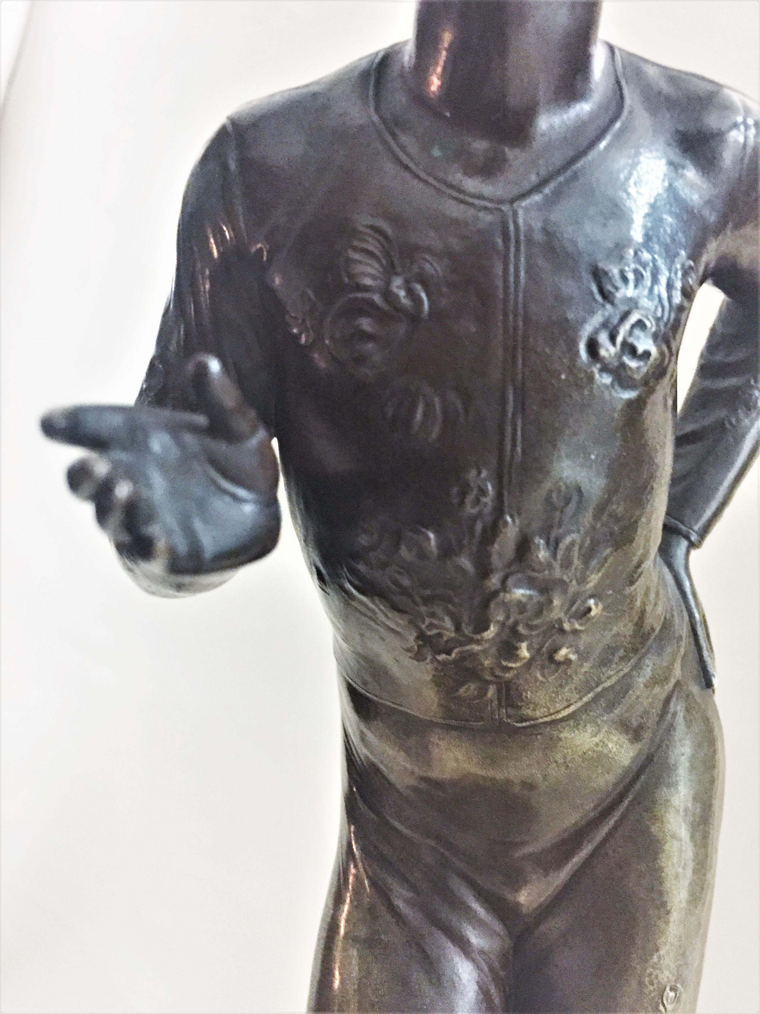 Hans Latt, a Roman Clown, Patinated Bronze Sculpture, Rome, 1885 In Good Condition In New York, NY