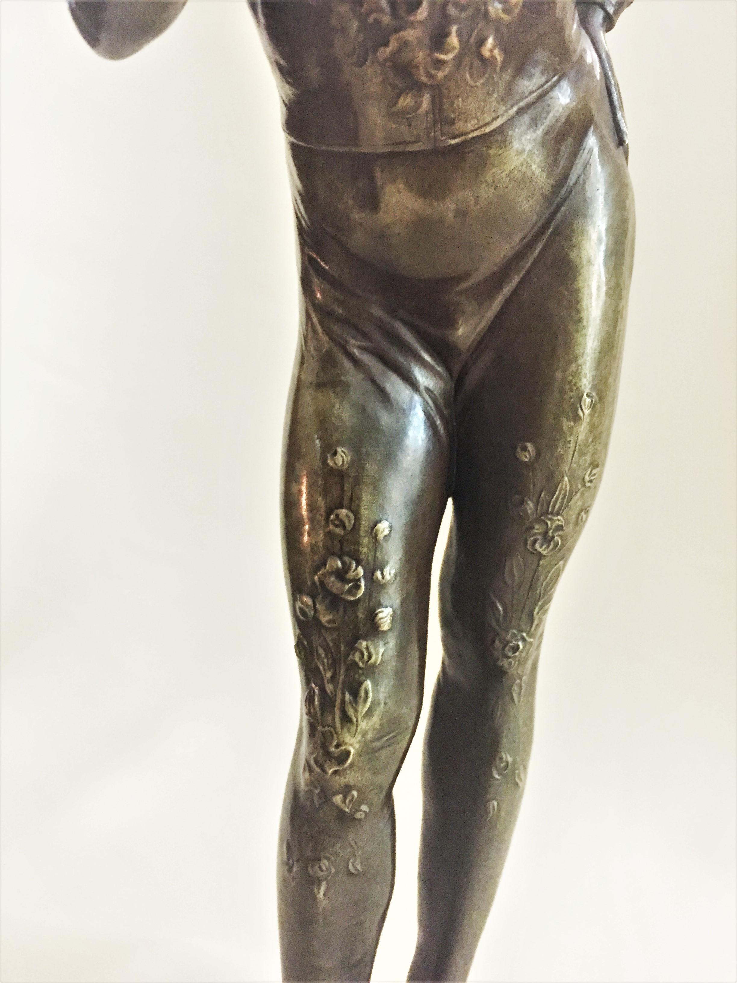 Late 19th Century Hans Latt, a Roman Clown, Patinated Bronze Sculpture, Rome, 1885