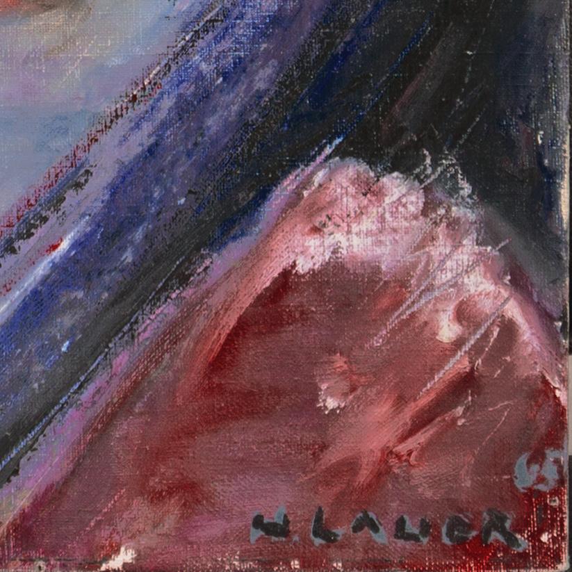 Frau in Blau – Painting von Hans Lauer