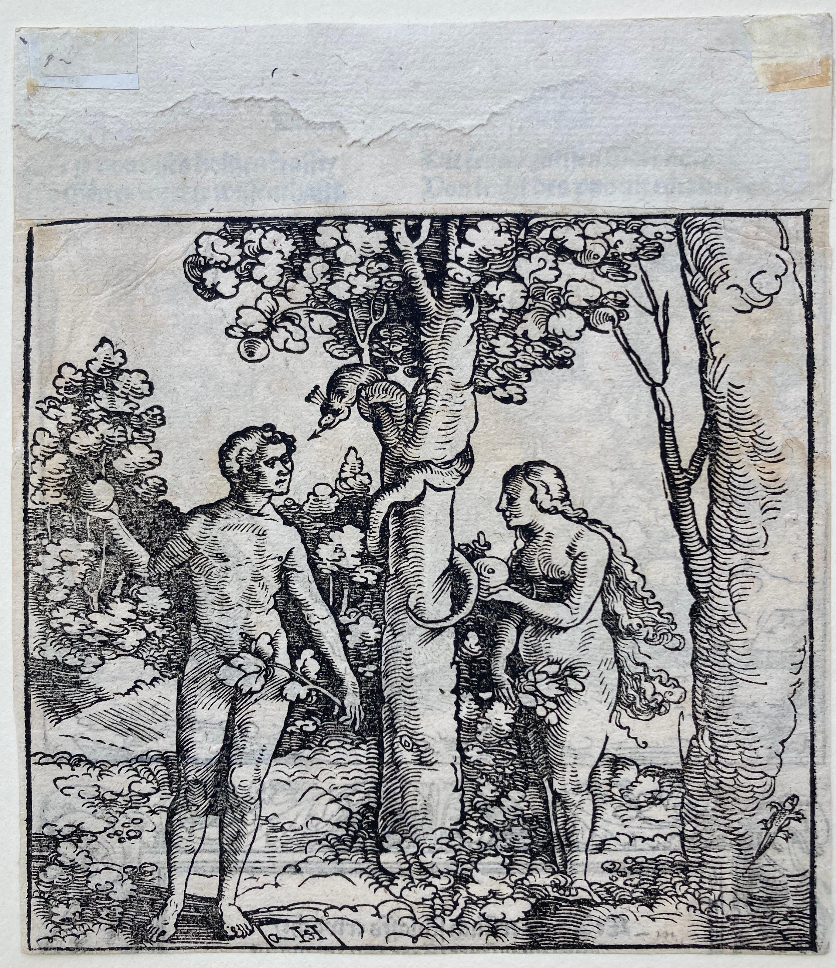 ADAM & EVE / Christ with Adam & Eve on verso - Print by Hans  Leonhard Schaufelein