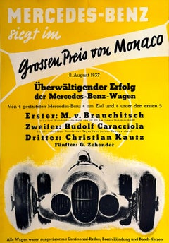 Original Vintage Mercedes Benz Grossen Preis von Monaco 1937 Poster by Liska