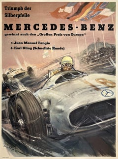 Original Vintage Mercedes Benz Triumph der Silberpfeile de Hans Liska 1954